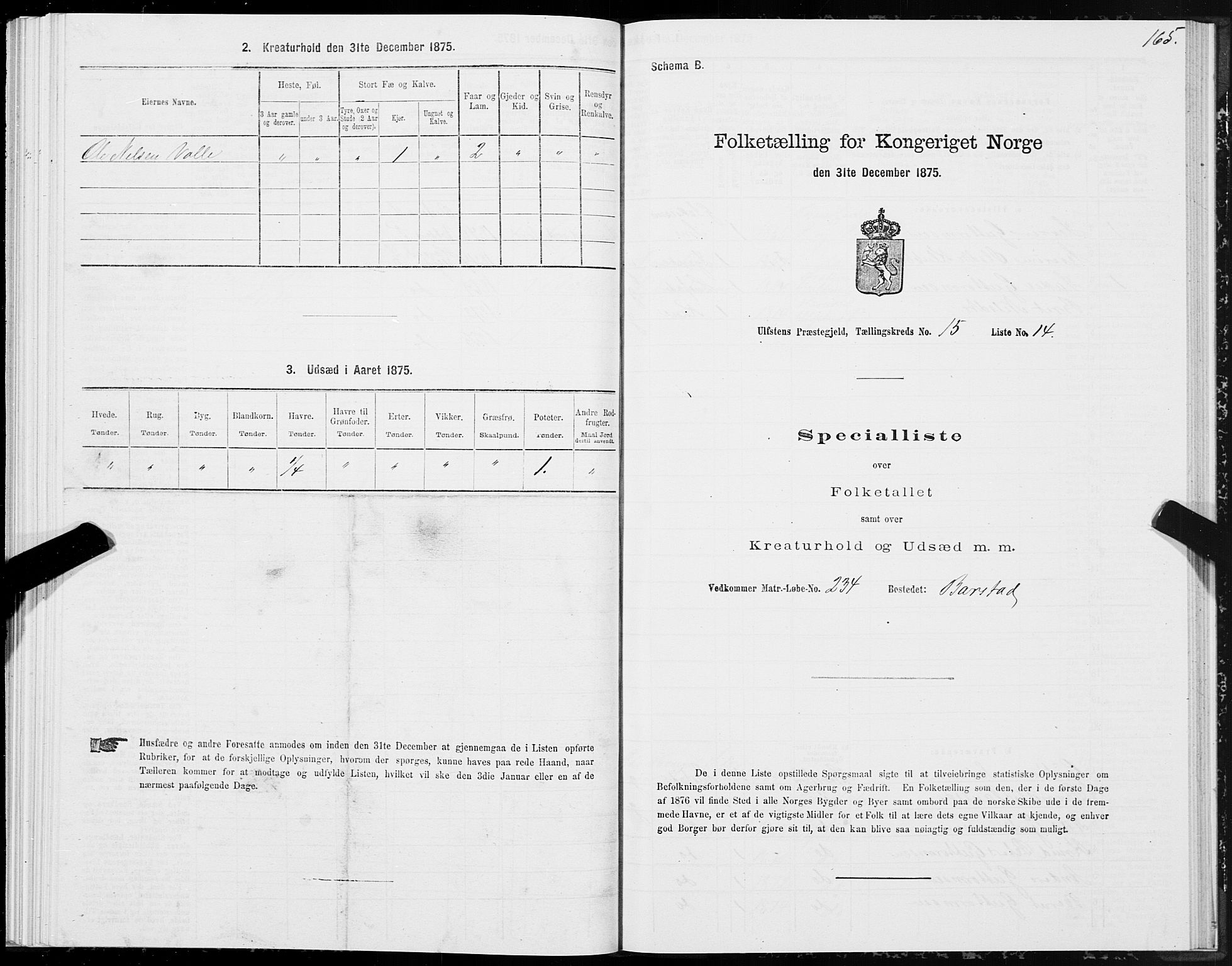 SAT, 1875 census for 1516P Ulstein, 1875, p. 5165