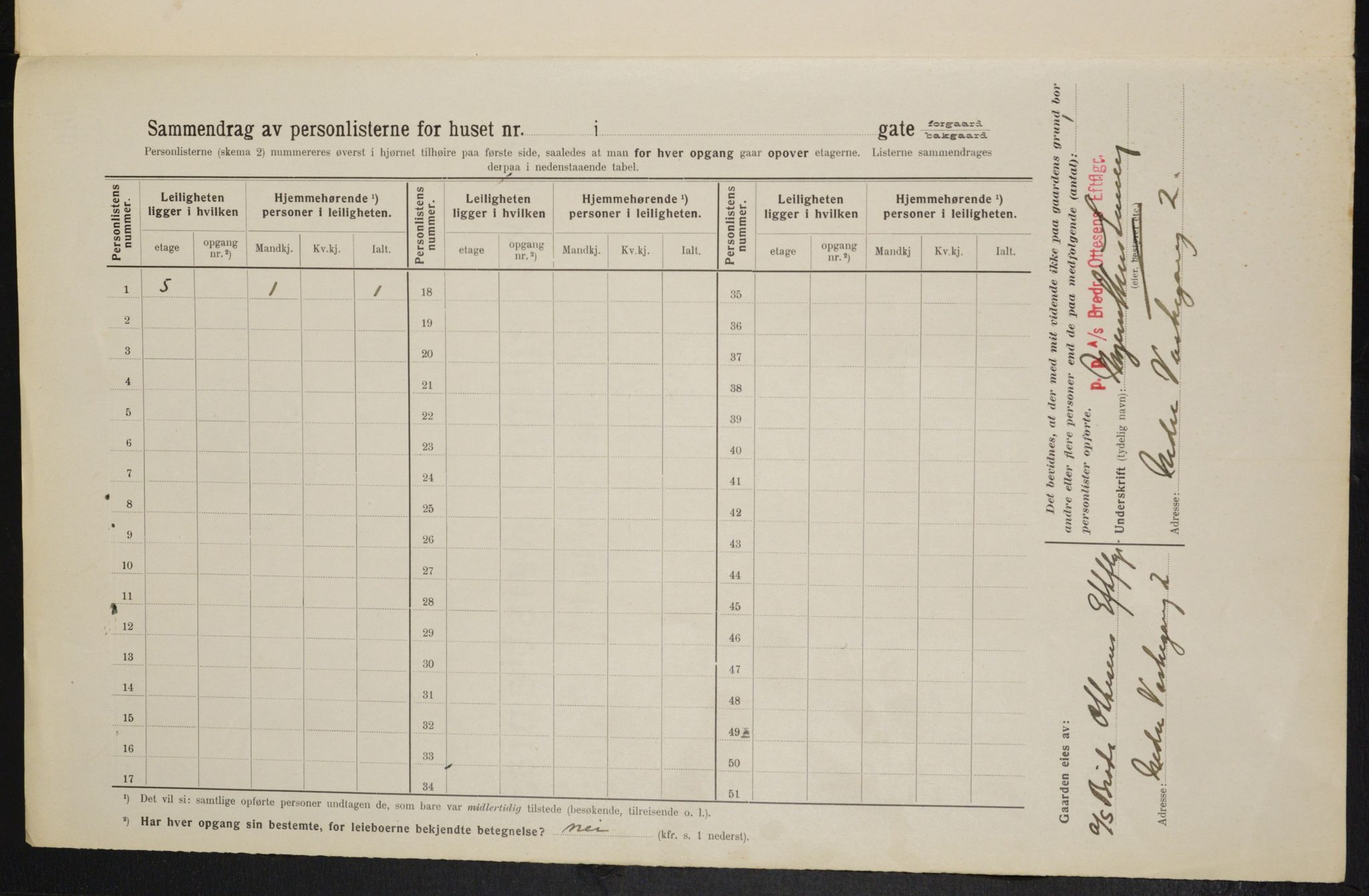 OBA, Municipal Census 1914 for Kristiania, 1914, p. 69538