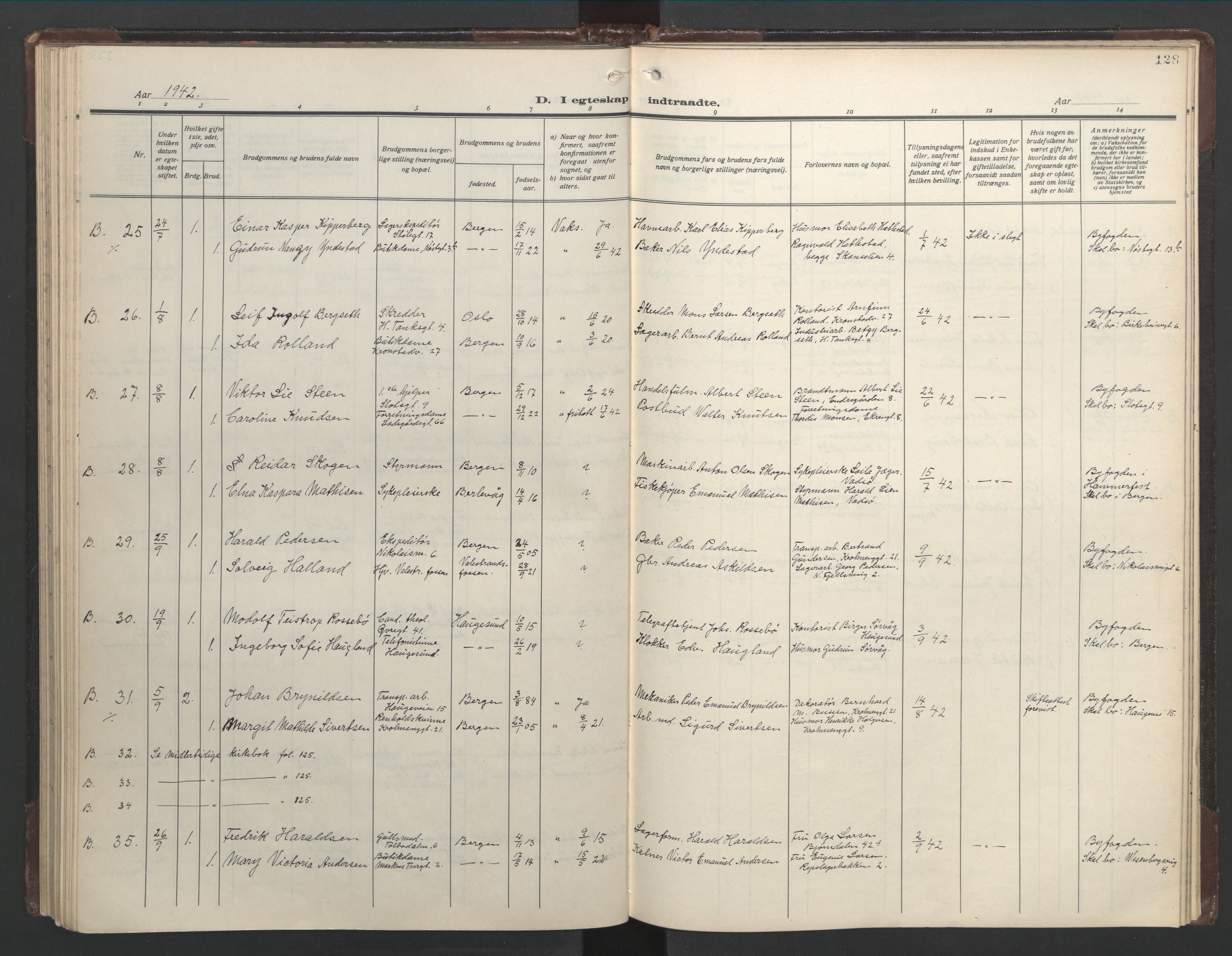 Mariakirken Sokneprestembete, AV/SAB-A-76901/H/Hab/L0011: Parish register (copy) no. A 11, 1938-1955, p. 127b-128a