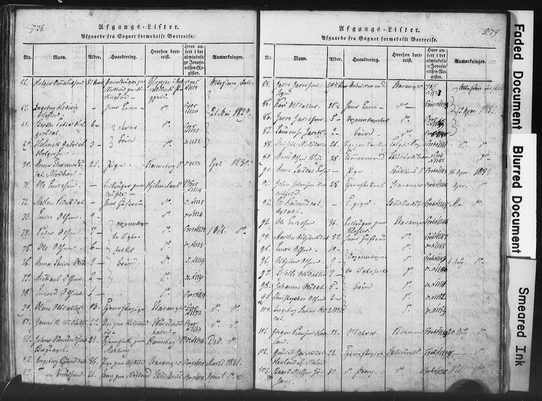 Rennesøy sokneprestkontor, AV/SAST-A -101827/H/Ha/Hab/L0001: Parish register (copy) no. B 1, 1816-1841, p. 578-579