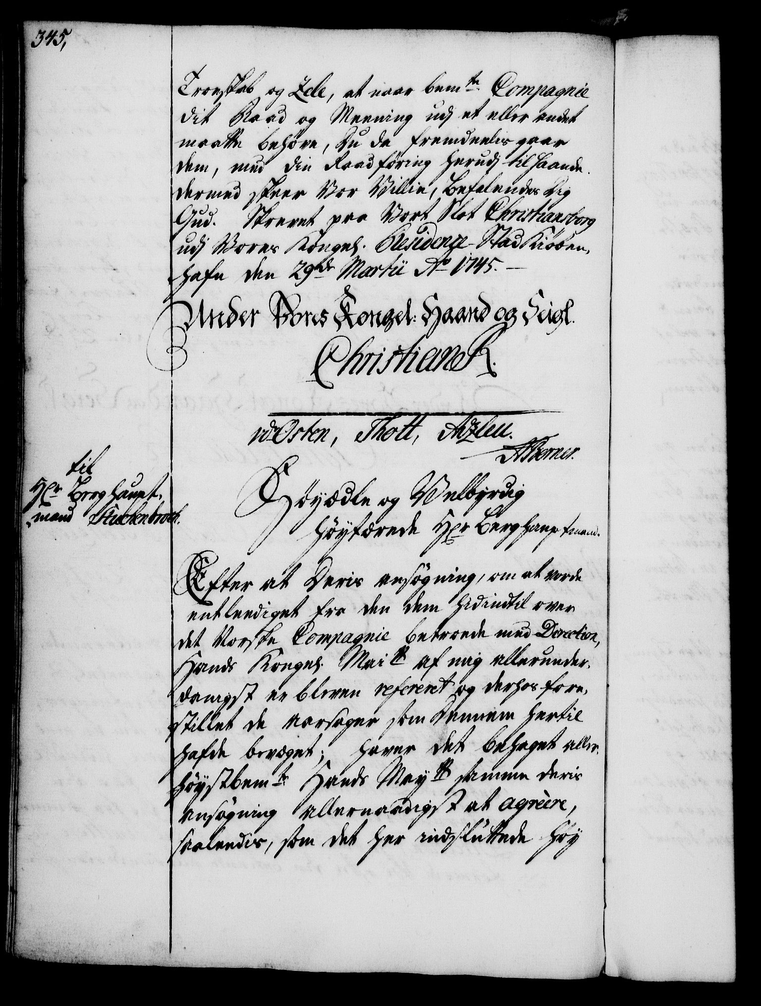 Rentekammeret, Kammerkanselliet, RA/EA-3111/G/Gg/Gga/L0005: Norsk ekspedisjonsprotokoll med register (merket RK 53.5), 1741-1749, p. 345