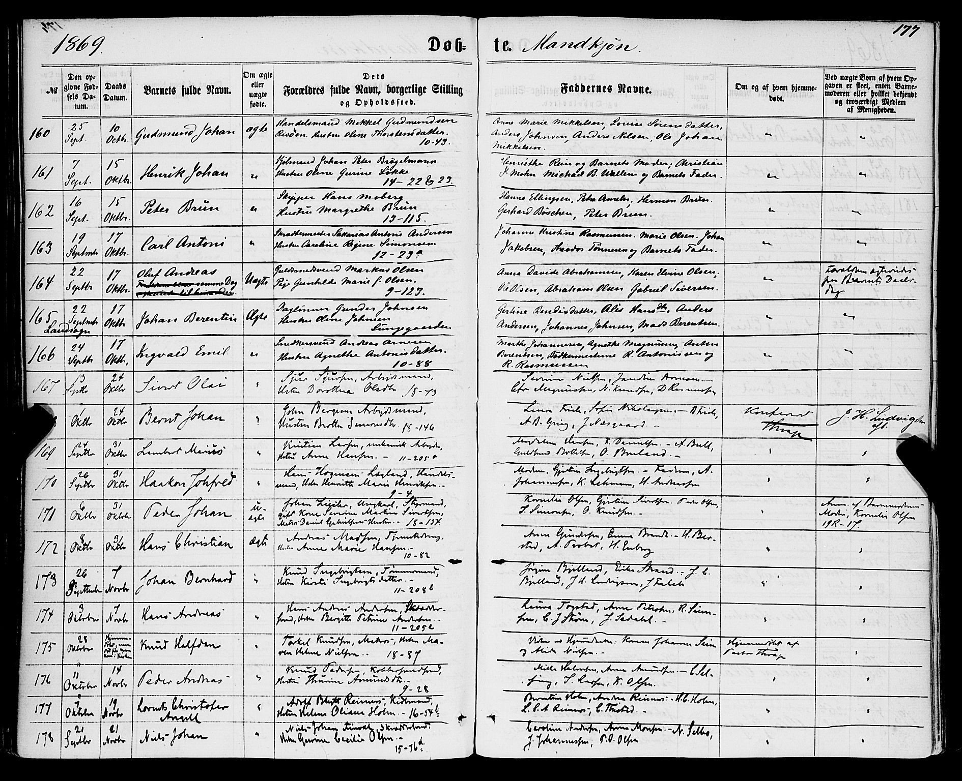 Domkirken sokneprestembete, AV/SAB-A-74801/H/Haa/L0021: Parish register (official) no. B 4, 1859-1871, p. 177