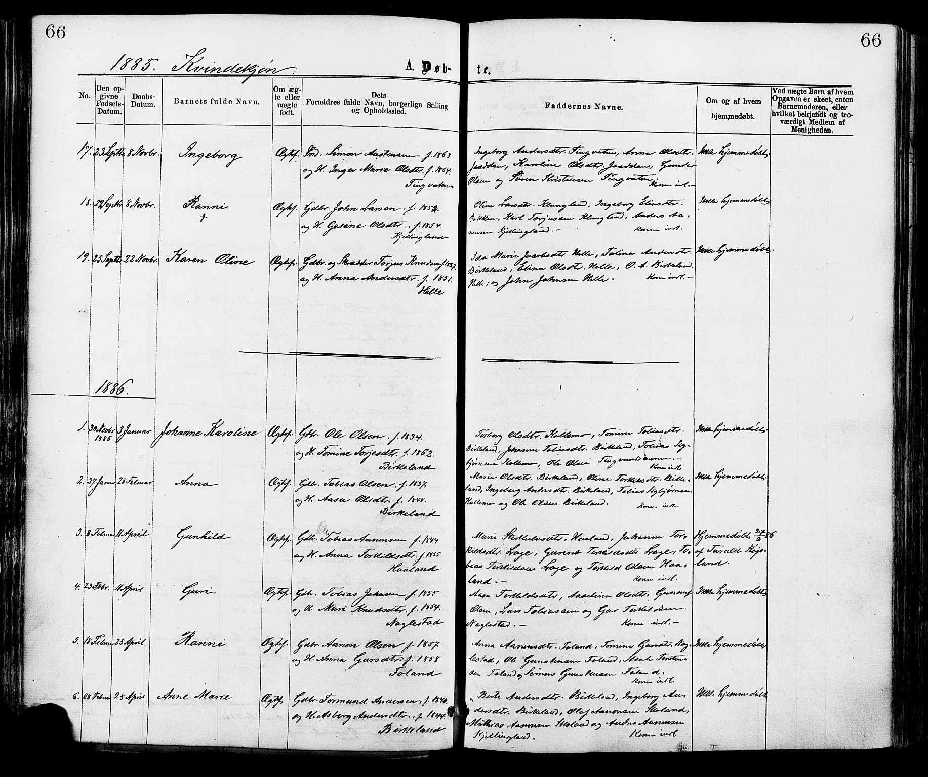 Hægebostad sokneprestkontor, AV/SAK-1111-0024/F/Fa/Faa/L0005: Parish register (official) no. A 5, 1864-1886, p. 66