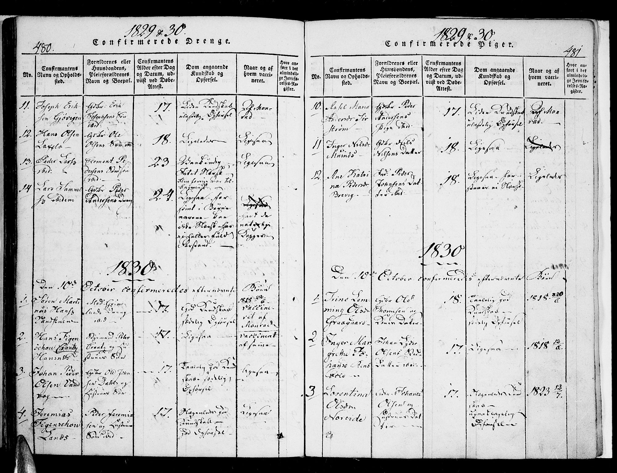 Karlsøy sokneprestembete, SATØ/S-1299/H/Ha/Haa/L0002kirke: Parish register (official) no. 2, 1823-1842, p. 480-481