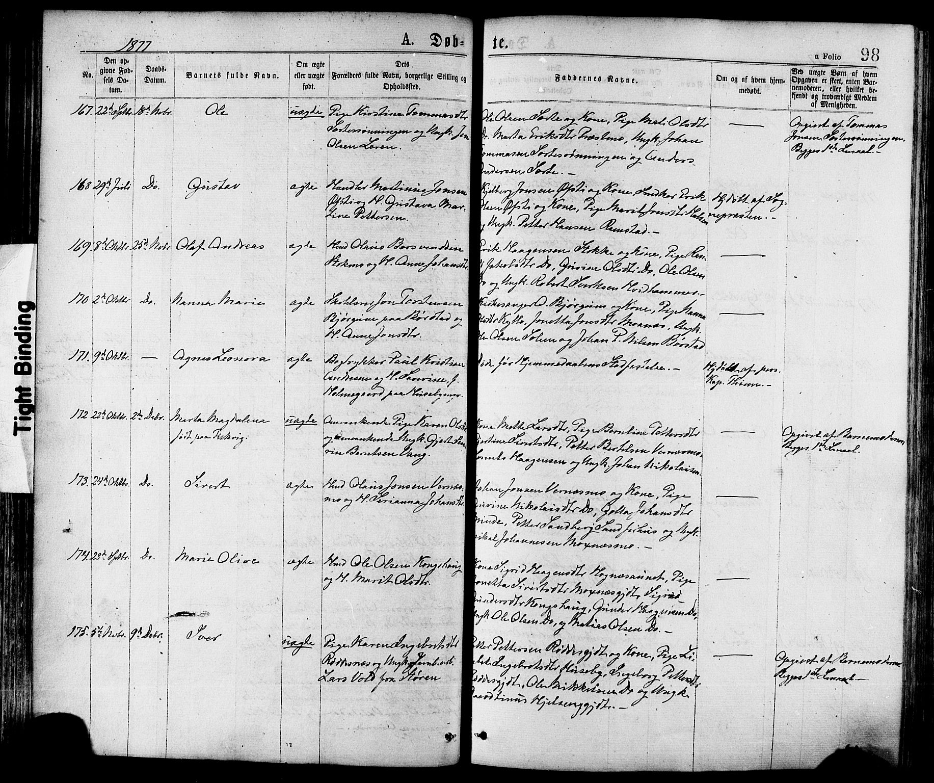 Ministerialprotokoller, klokkerbøker og fødselsregistre - Nord-Trøndelag, AV/SAT-A-1458/709/L0076: Parish register (official) no. 709A16, 1871-1879, p. 98