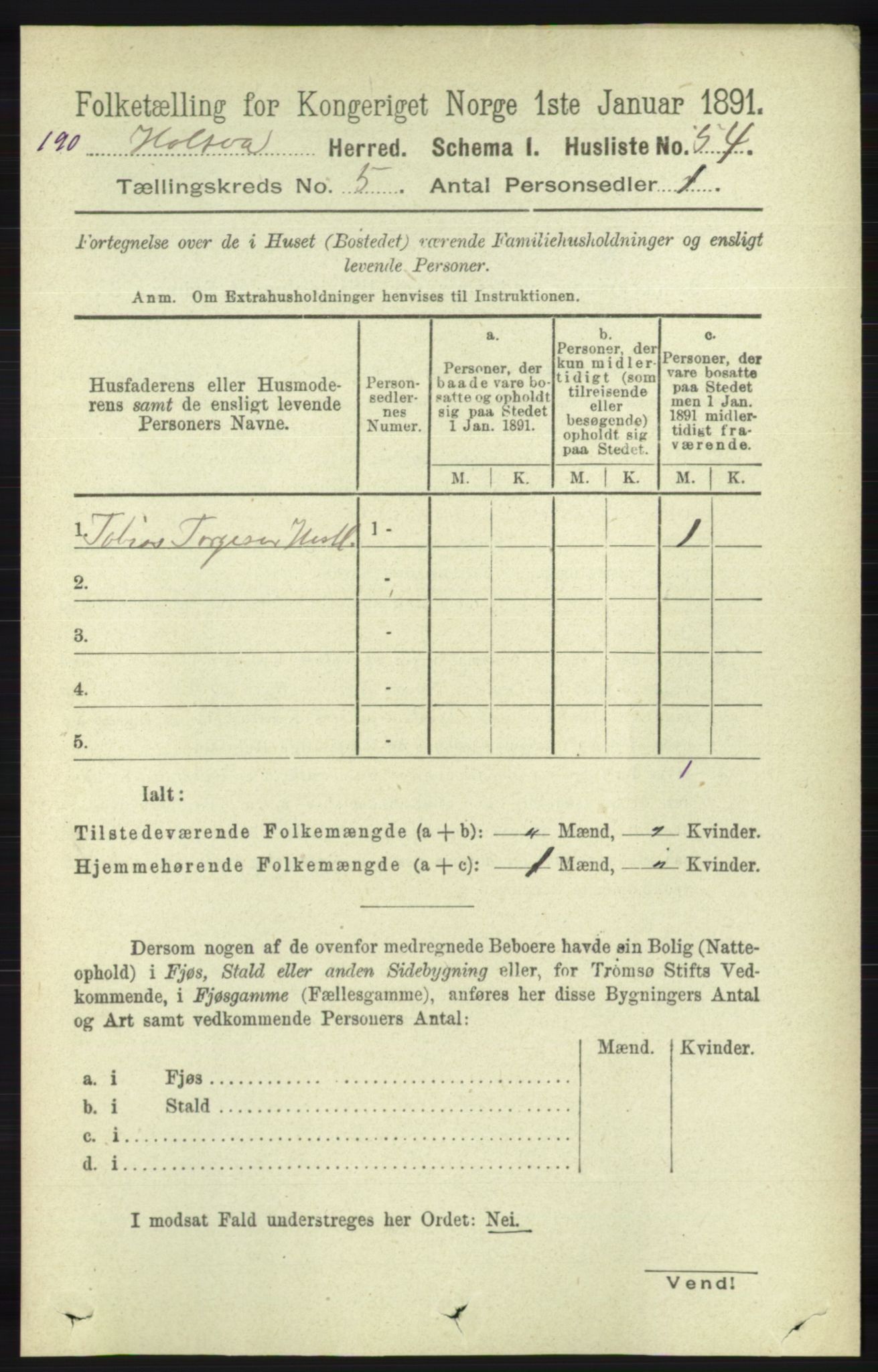 RA, 1891 census for 1019 Halse og Harkmark, 1891, p. 2026