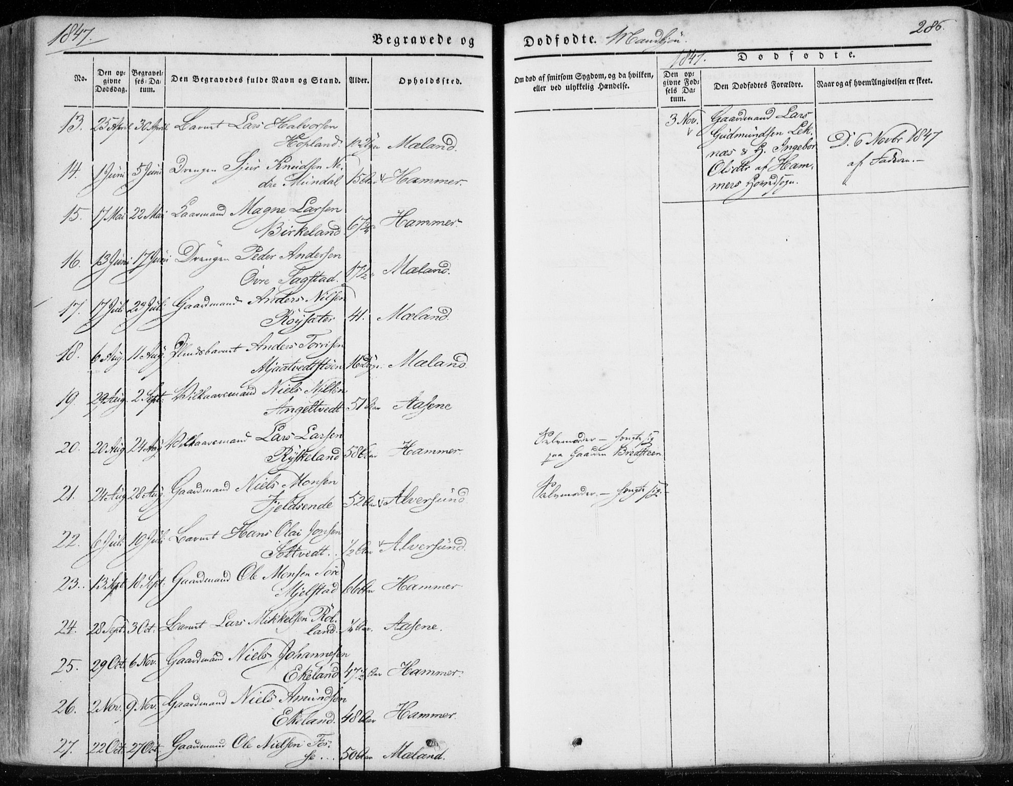 Hamre sokneprestembete, SAB/A-75501/H/Ha/Haa/Haaa/L0013: Parish register (official) no. A 13, 1846-1857, p. 286
