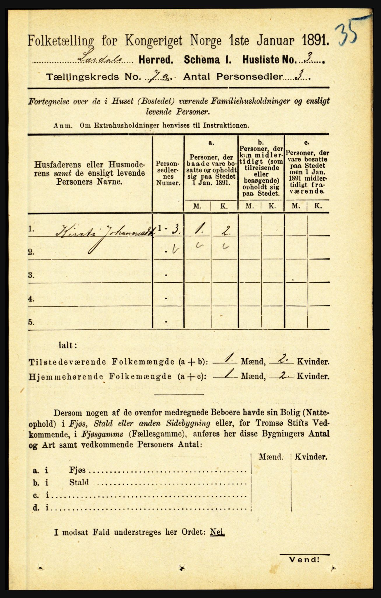 RA, 1891 census for 1422 Lærdal, 1891, p. 751