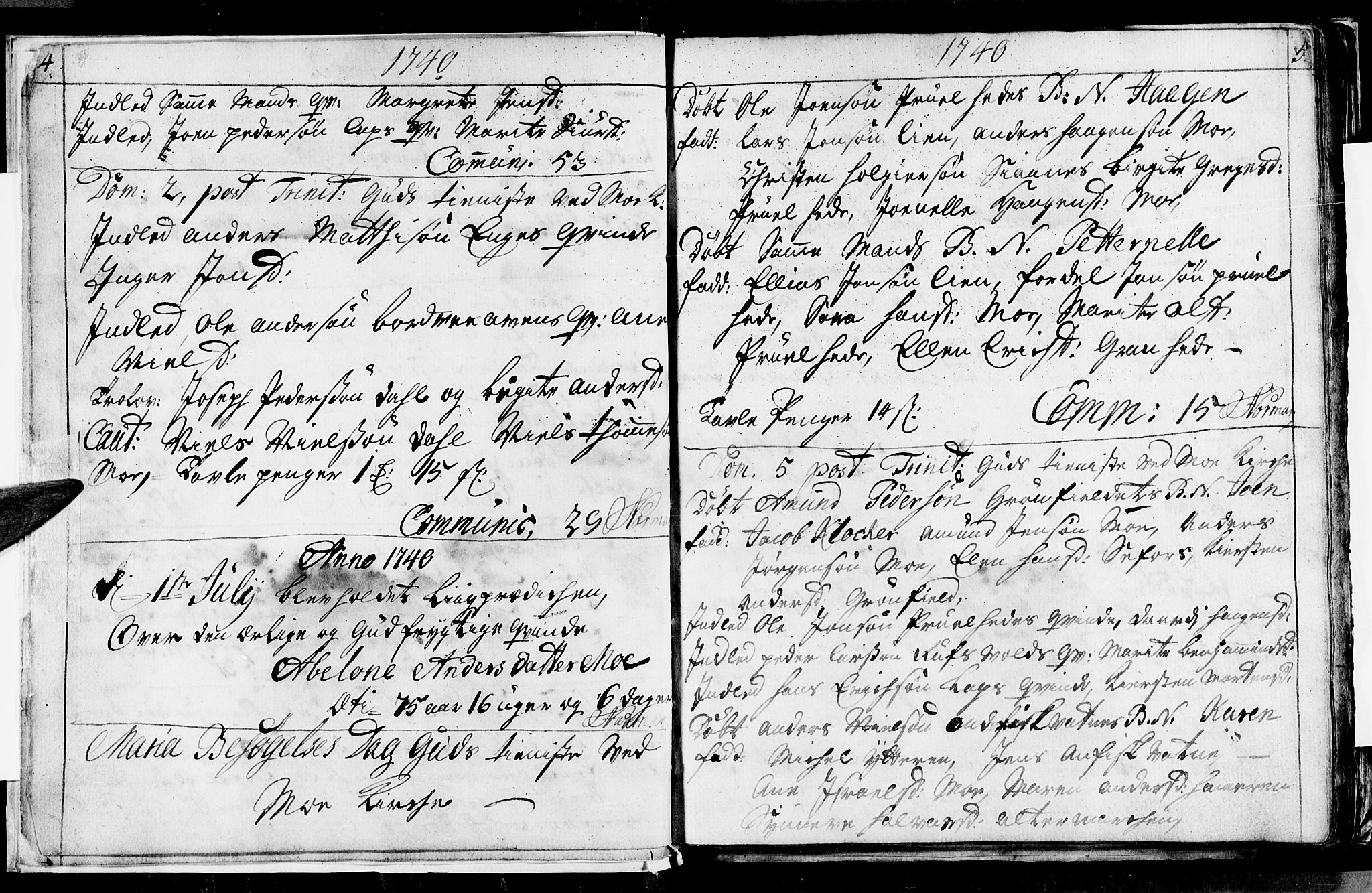 Ministerialprotokoller, klokkerbøker og fødselsregistre - Nordland, AV/SAT-A-1459/827/L0389: Parish register (official) no. 827A01, 1740-1751, p. 4-5