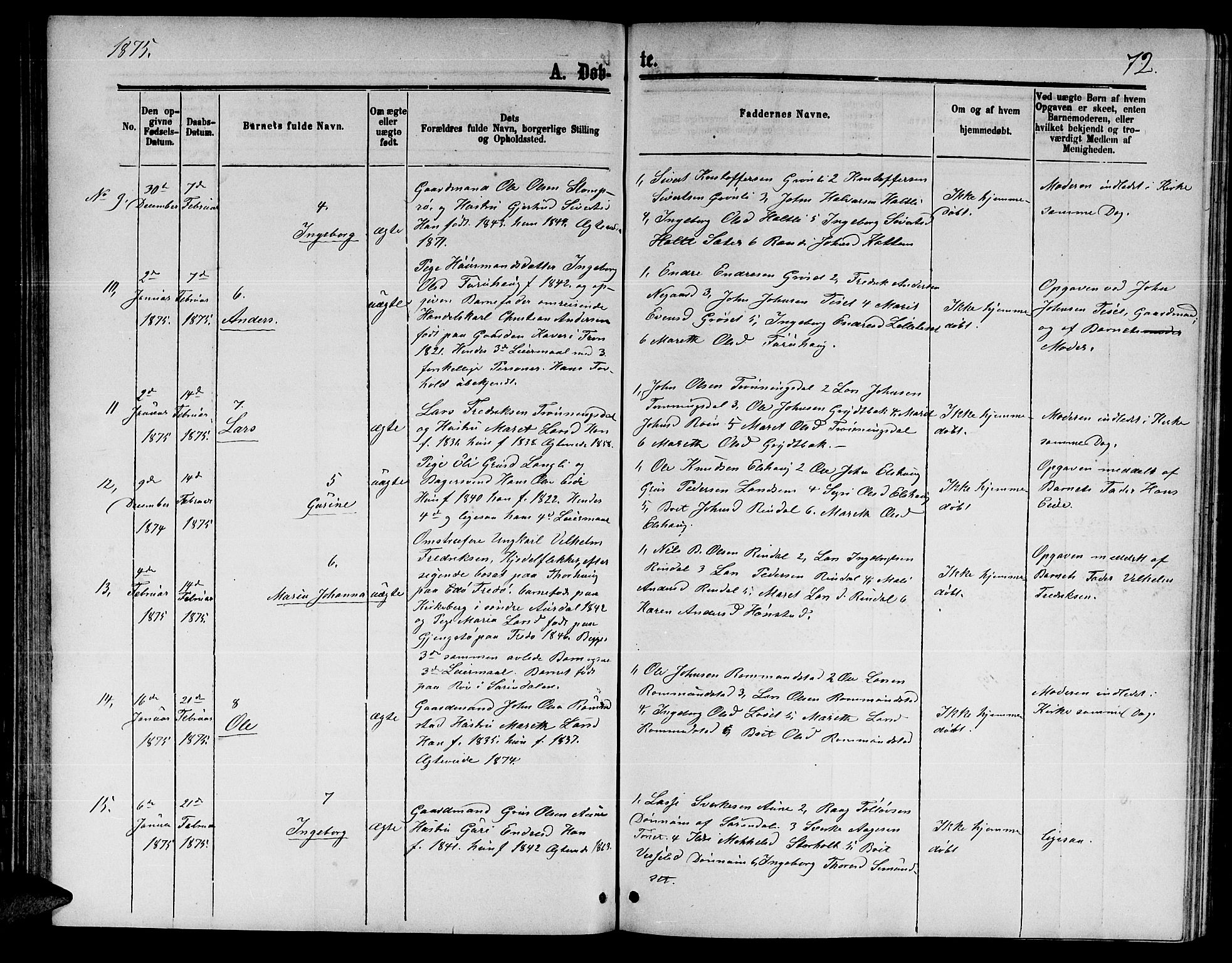 Ministerialprotokoller, klokkerbøker og fødselsregistre - Møre og Romsdal, AV/SAT-A-1454/598/L1076: Parish register (copy) no. 598C01, 1867-1878, p. 72