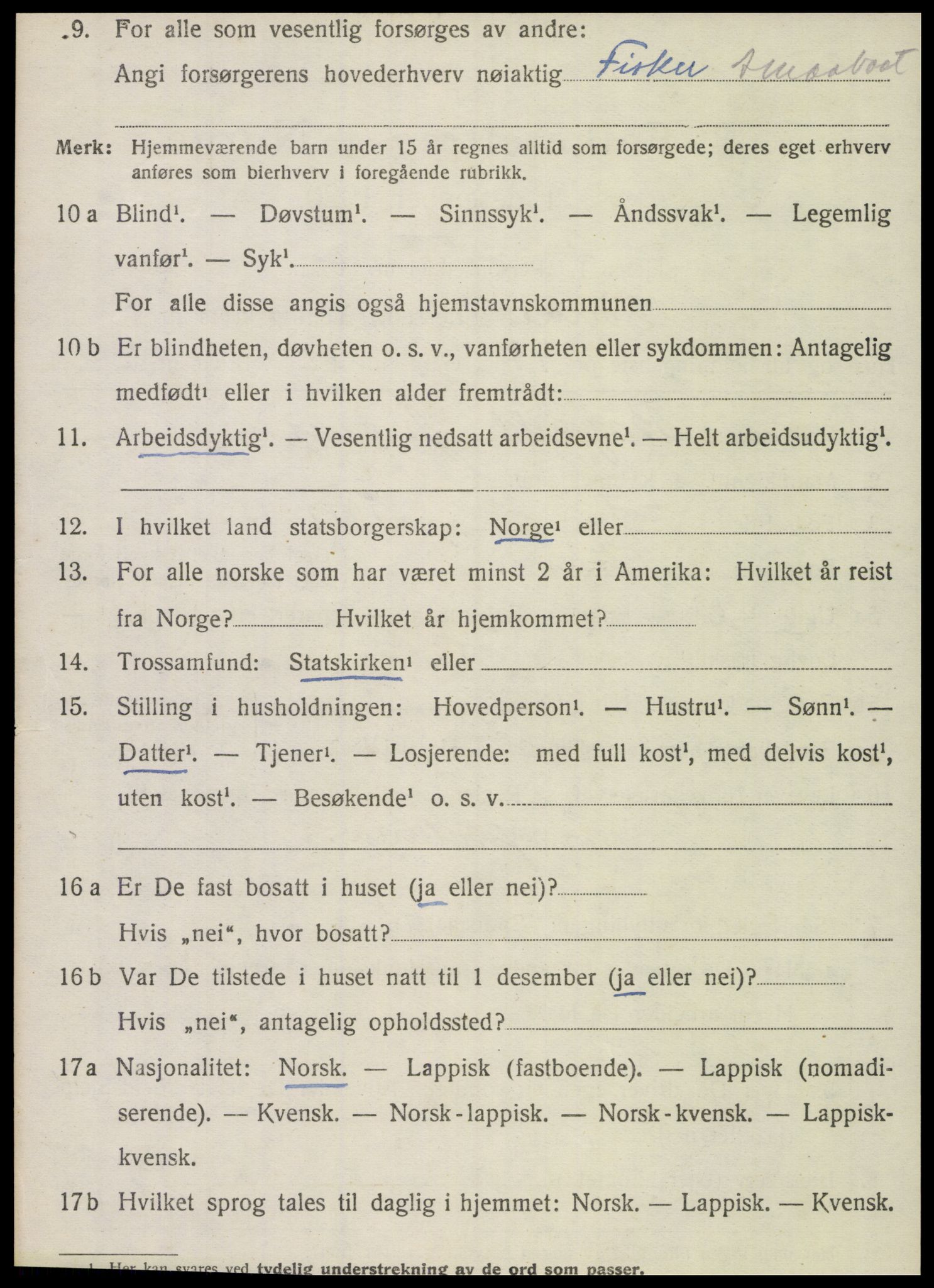 SAT, 1920 census for Dønnes, 1920, p. 2747