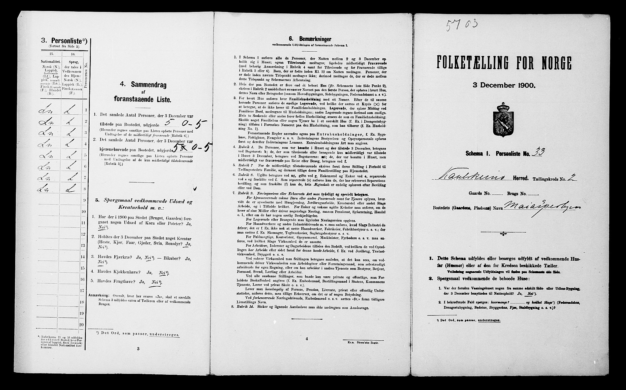 SATØ, 1900 census for Kautokeino, 1900, p. 192