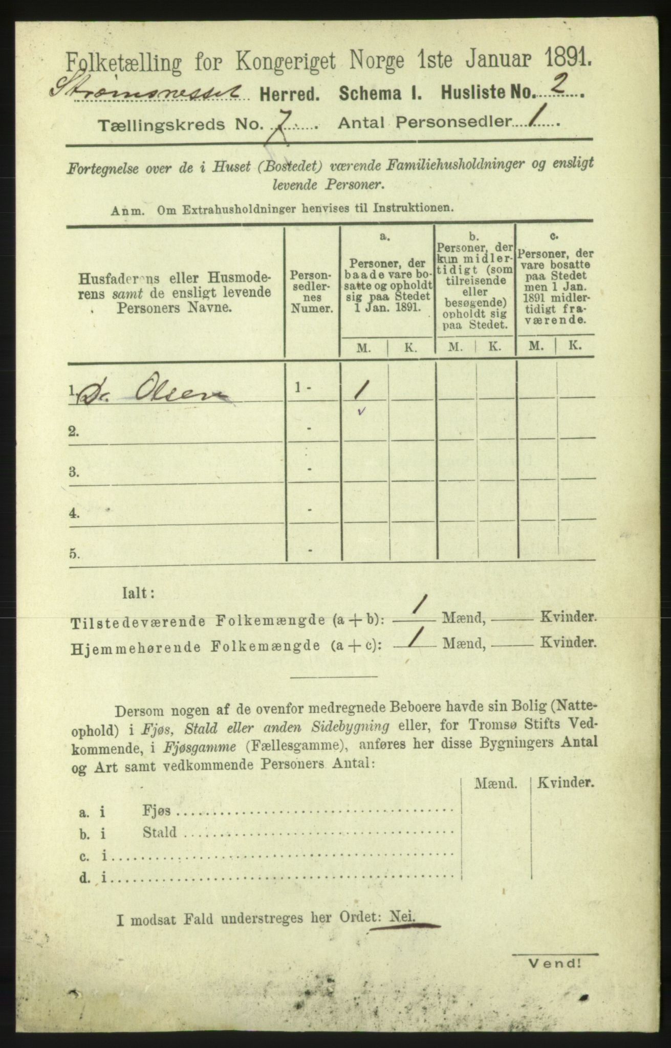 RA, 1891 census for 1559 Straumsnes, 1891, p. 1448