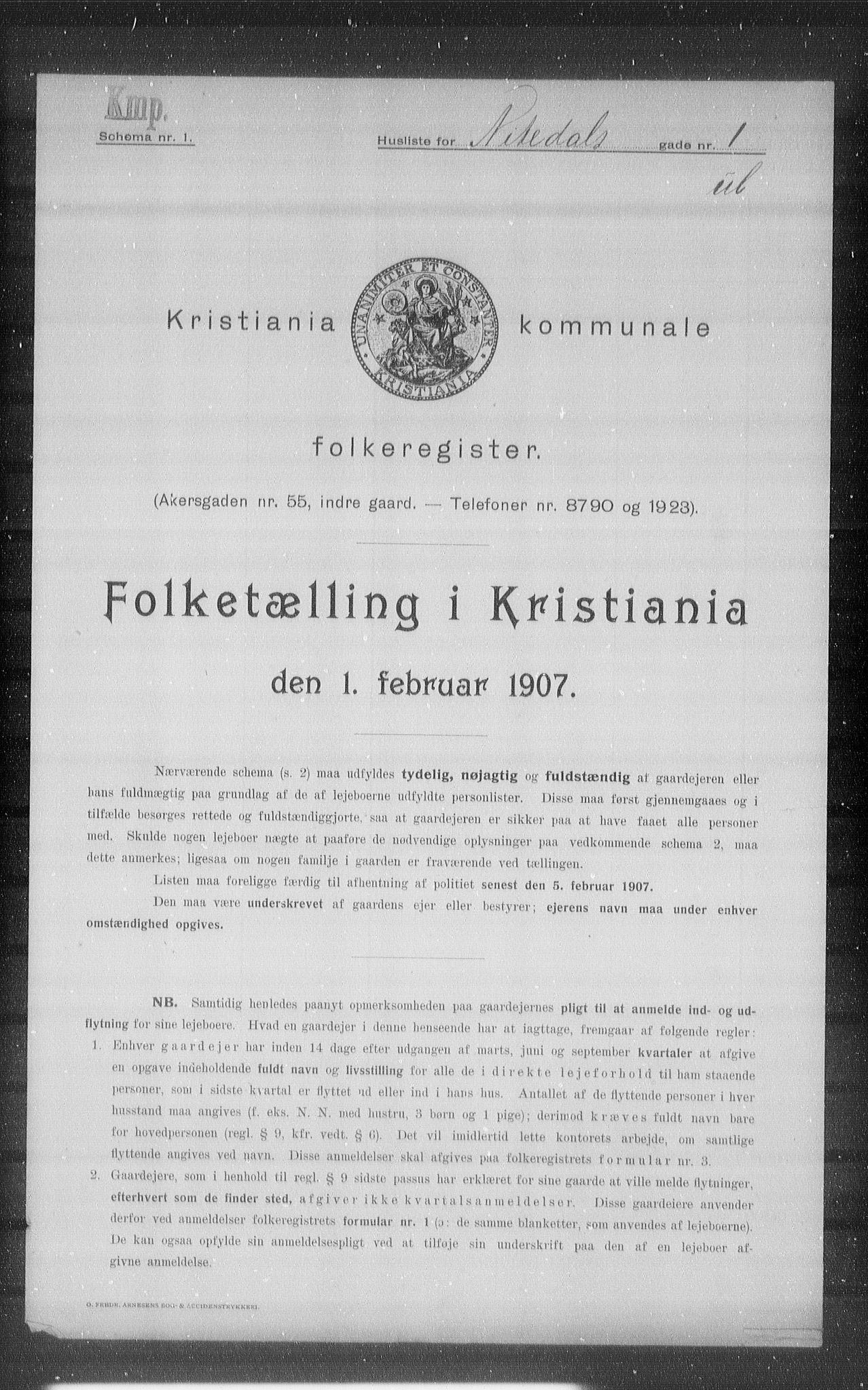 OBA, Municipal Census 1907 for Kristiania, 1907, p. 36442