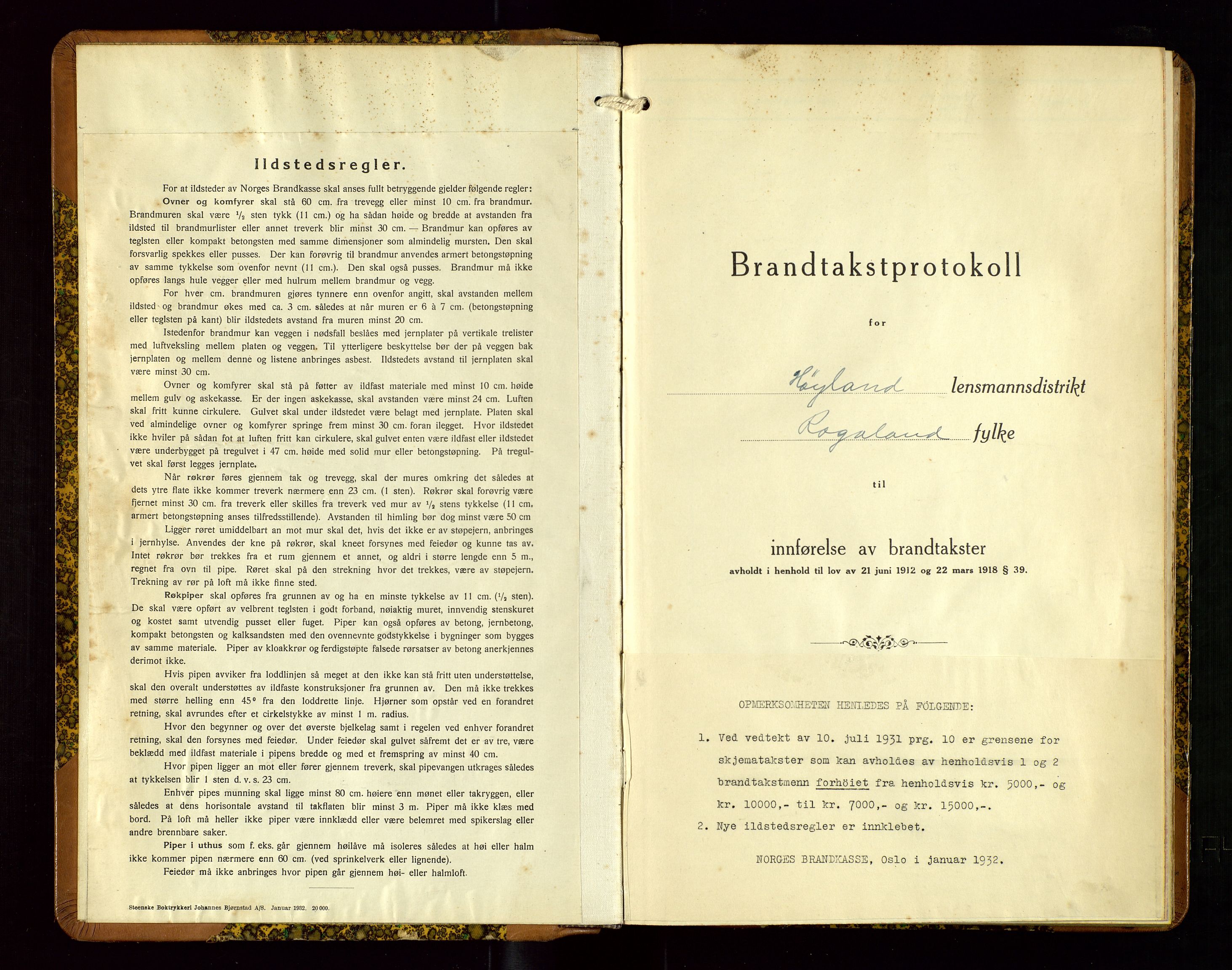 Høyland/Sandnes lensmannskontor, AV/SAST-A-100166/Gob/L0005: "Brandtakstprotokoll", 1933-1936