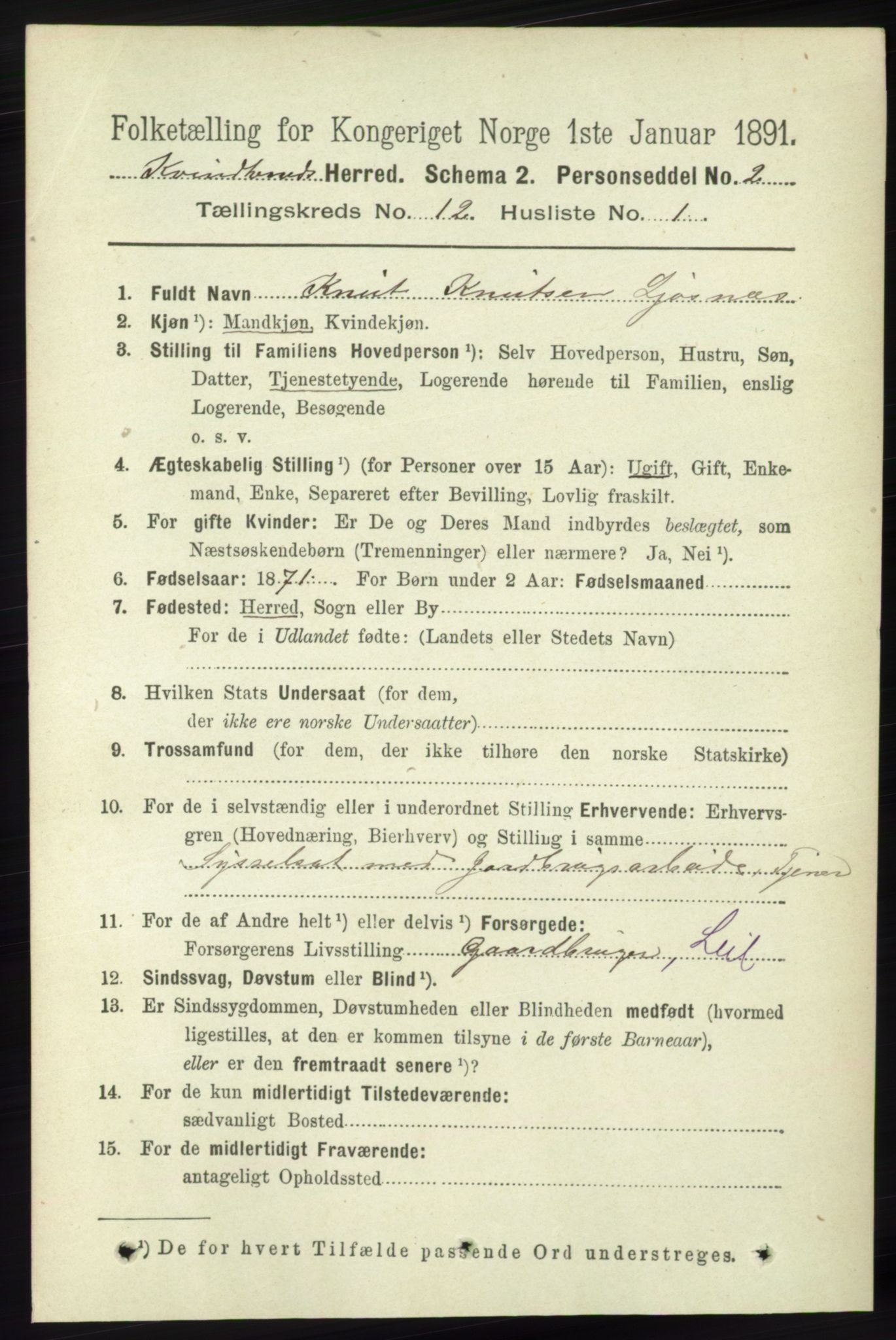 RA, 1891 census for 1224 Kvinnherad, 1891, p. 3966