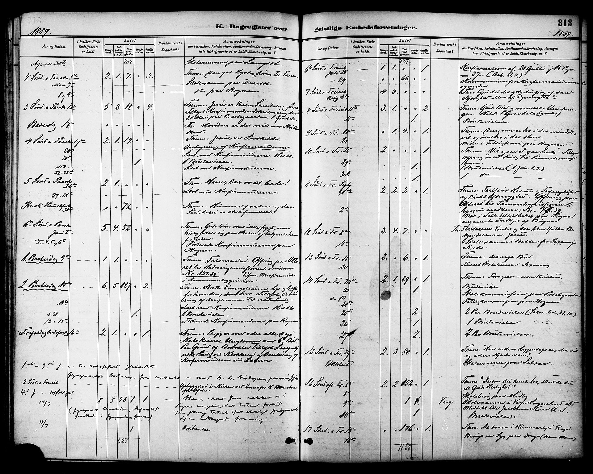 Ministerialprotokoller, klokkerbøker og fødselsregistre - Nordland, AV/SAT-A-1459/847/L0669: Parish register (official) no. 847A09, 1887-1901, p. 313