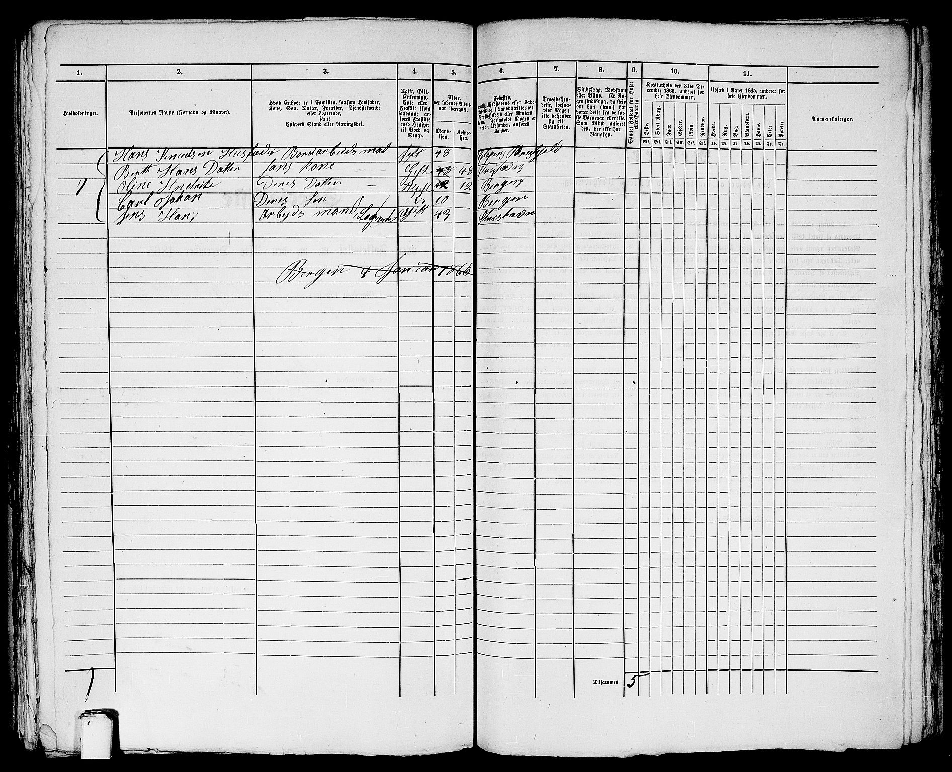 RA, 1865 census for Bergen, 1865, p. 1487