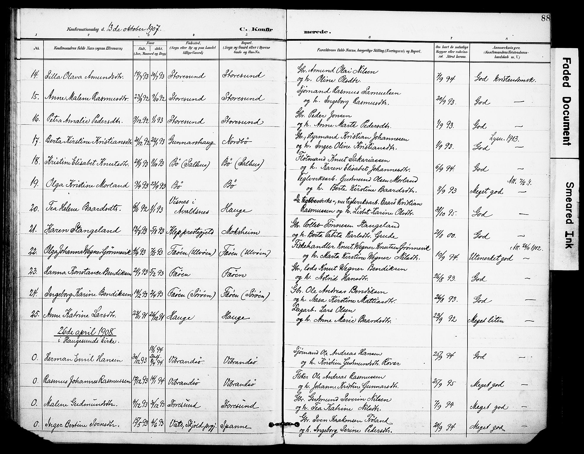 Torvastad sokneprestkontor, SAST/A -101857/H/Ha/Haa/L0017: Parish register (official) no. A 16, 1899-1911, p. 88