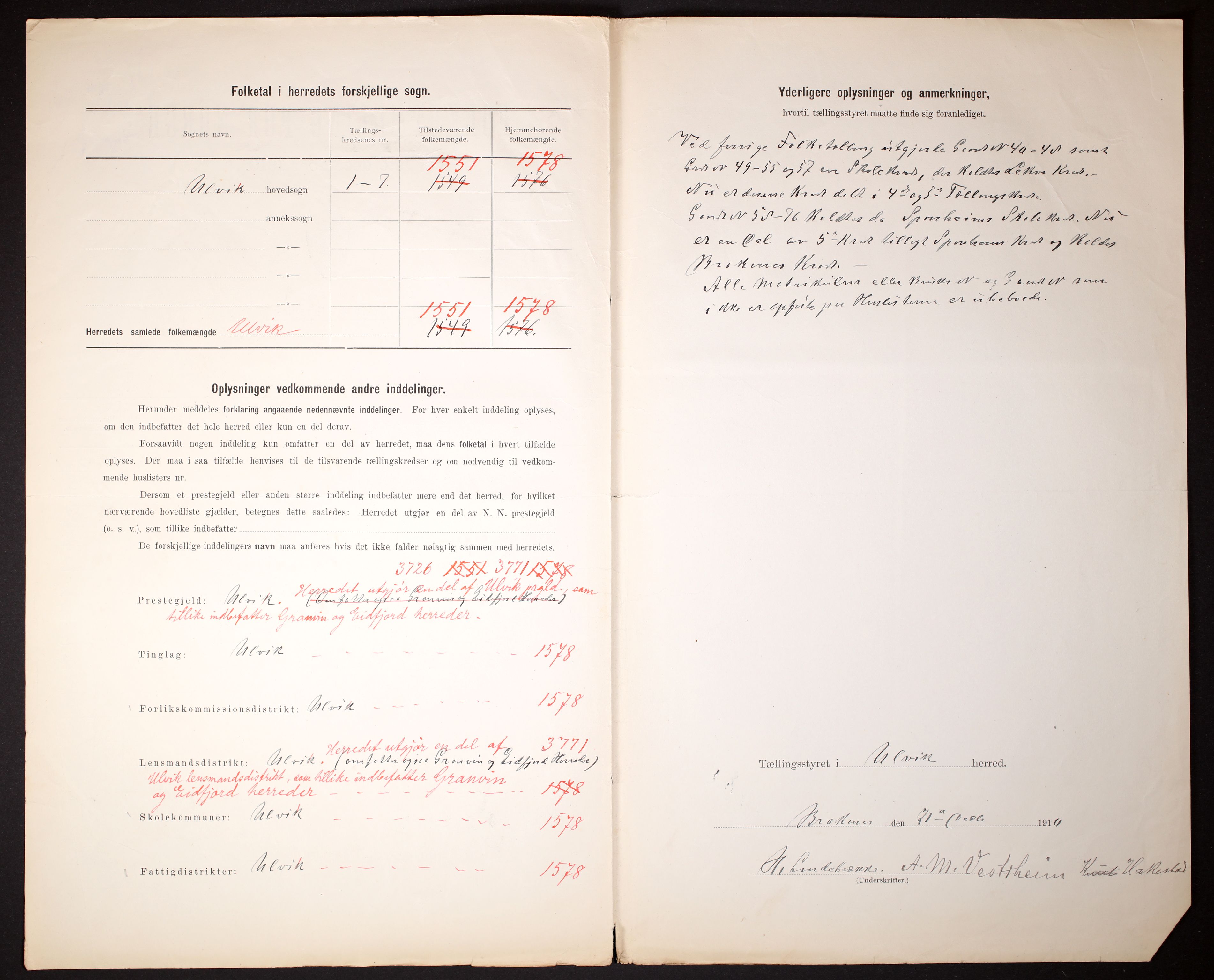 RA, 1910 census for Ulvik, 1910, p. 3