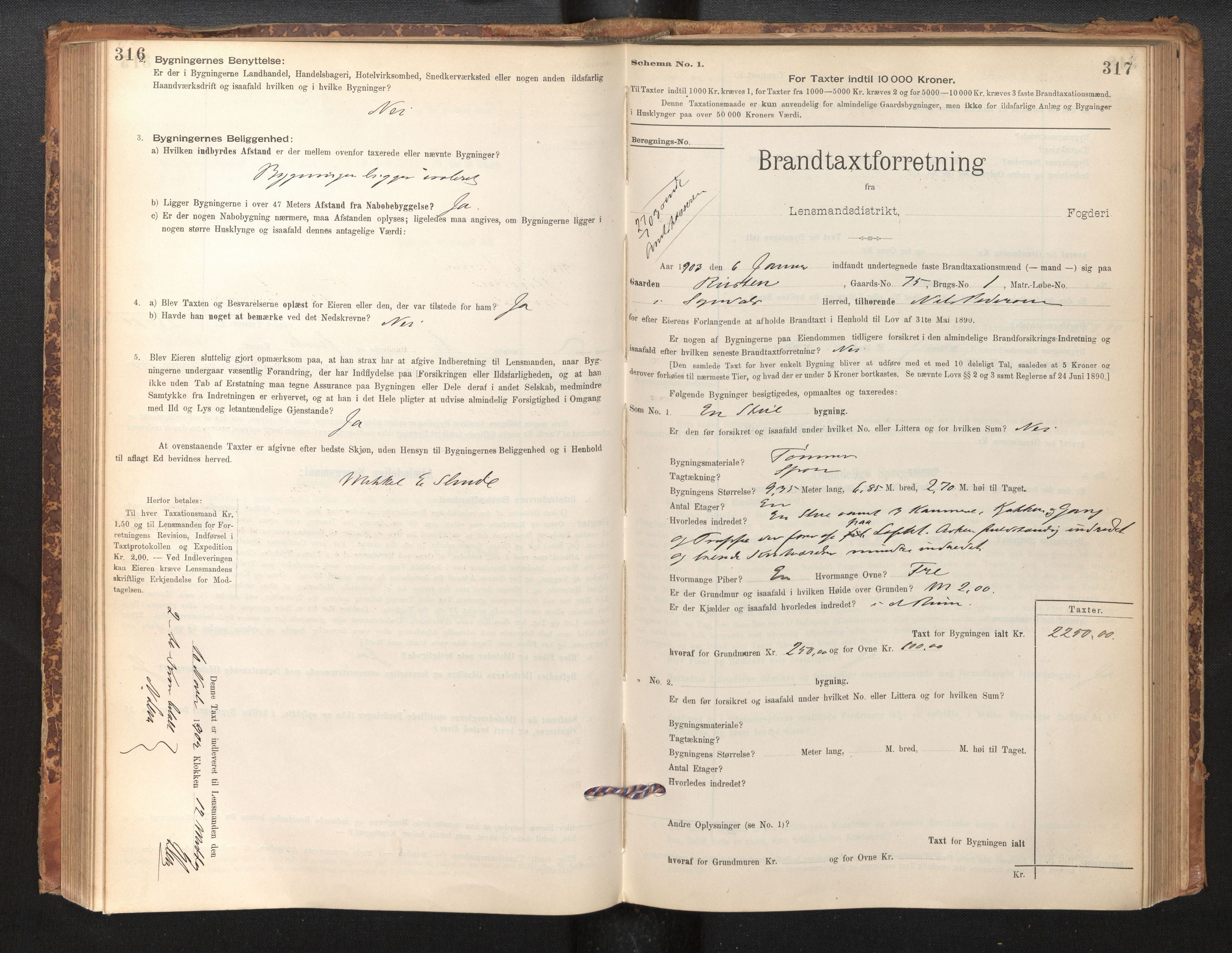 Lensmannen i Sogndal, SAB/A-29901/0012/L0008: Branntakstprotokoll, skjematakst, 1895-1906, p. 316-317