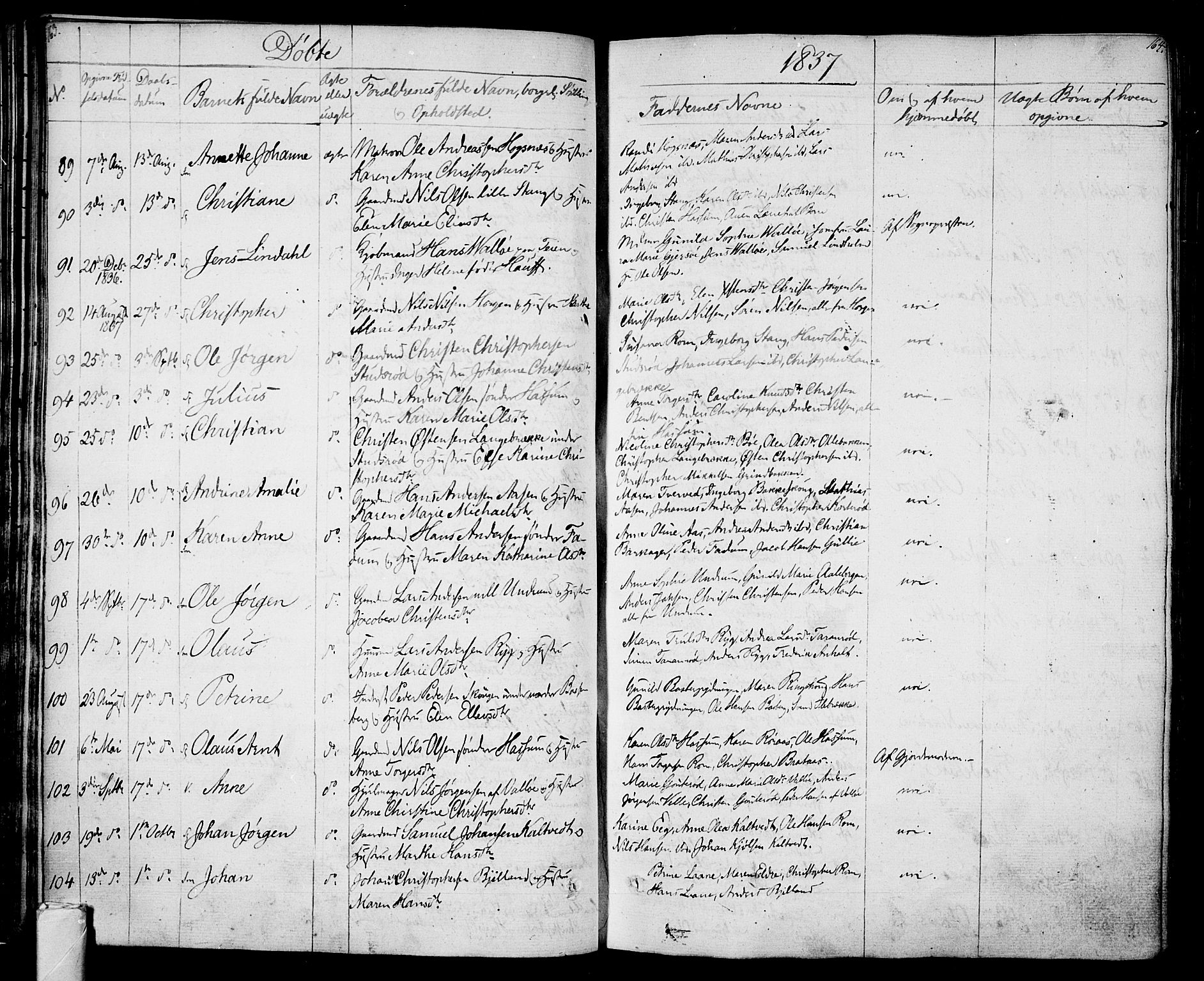 Sem kirkebøker, SAKO/A-5/F/Fa/L0005: Parish register (official) no. I 5, 1825-1842, p. 163-164