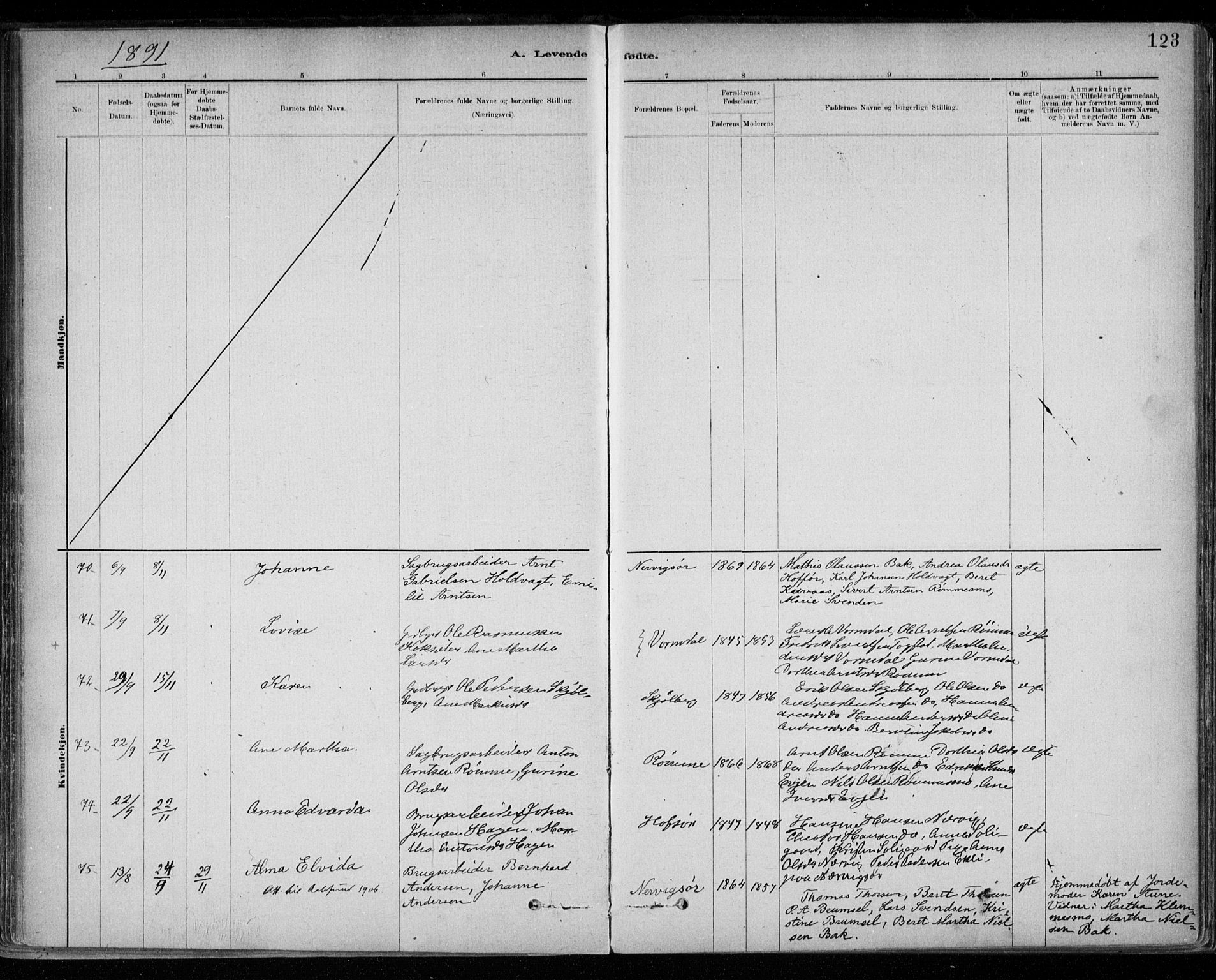 Ministerialprotokoller, klokkerbøker og fødselsregistre - Sør-Trøndelag, AV/SAT-A-1456/668/L0809: Parish register (official) no. 668A09, 1881-1895, p. 123