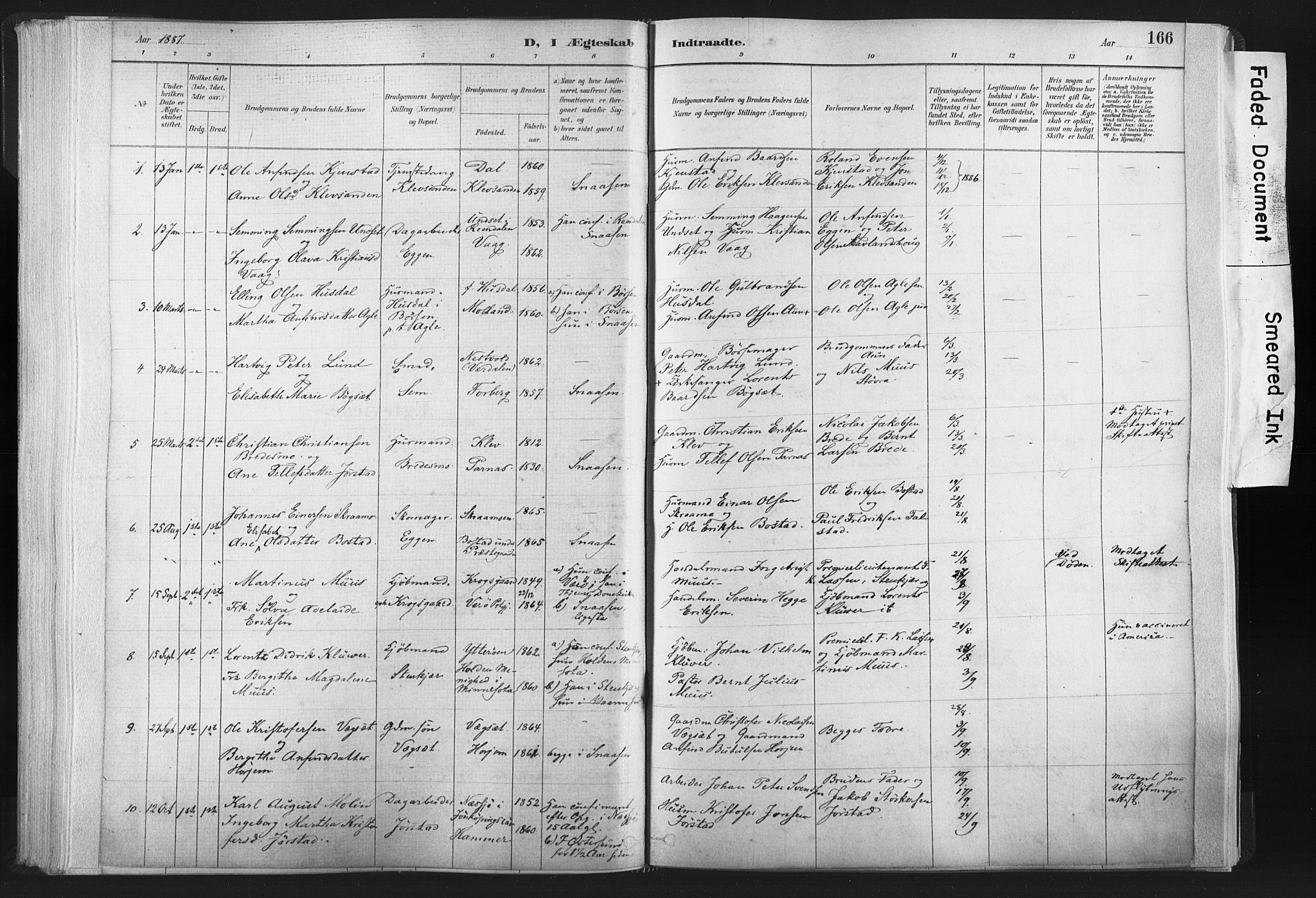 Ministerialprotokoller, klokkerbøker og fødselsregistre - Nord-Trøndelag, SAT/A-1458/749/L0474: Parish register (official) no. 749A08, 1887-1903, p. 166