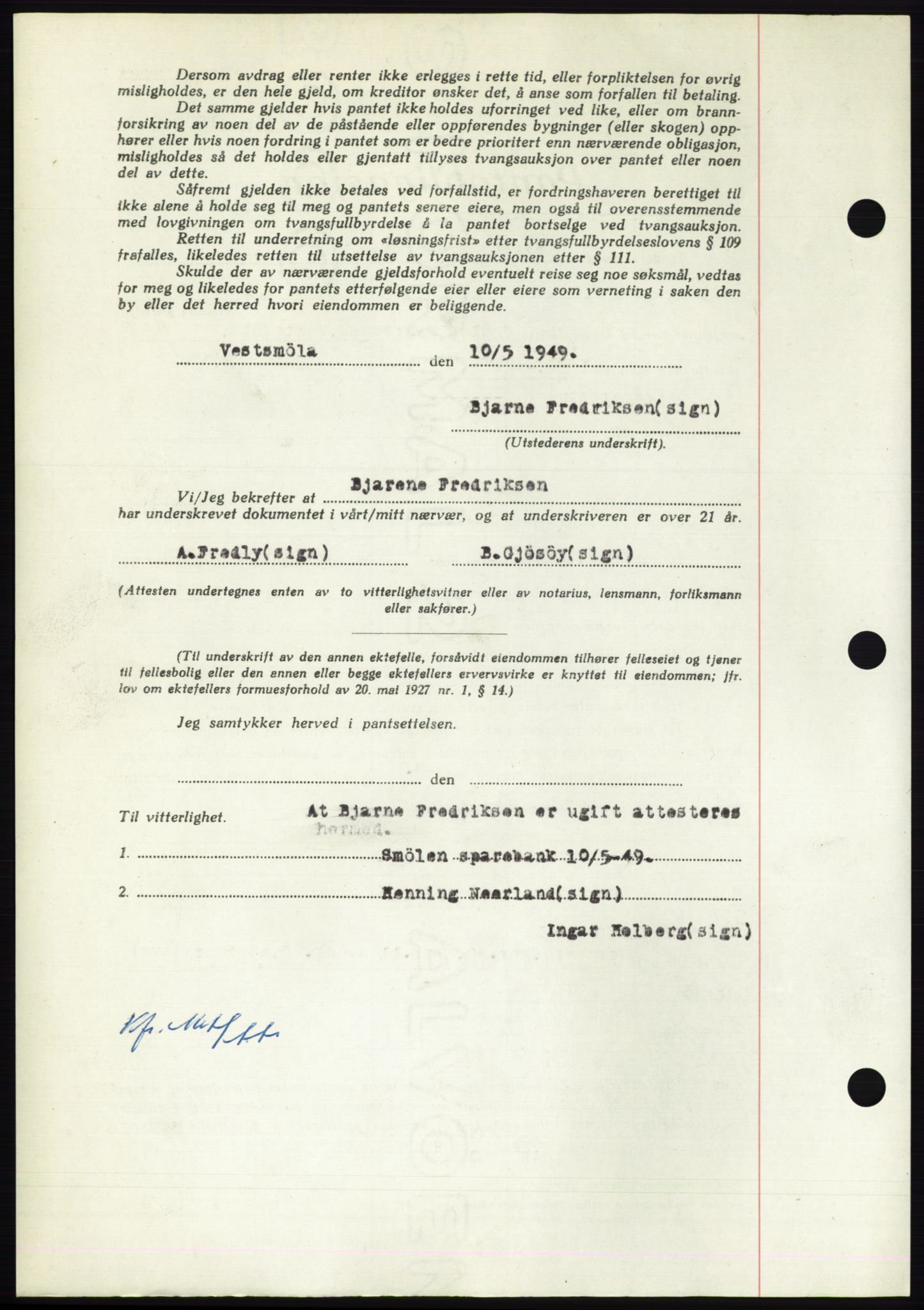 Nordmøre sorenskriveri, AV/SAT-A-4132/1/2/2Ca: Mortgage book no. B102, 1949-1949, Diary no: : 2025/1949