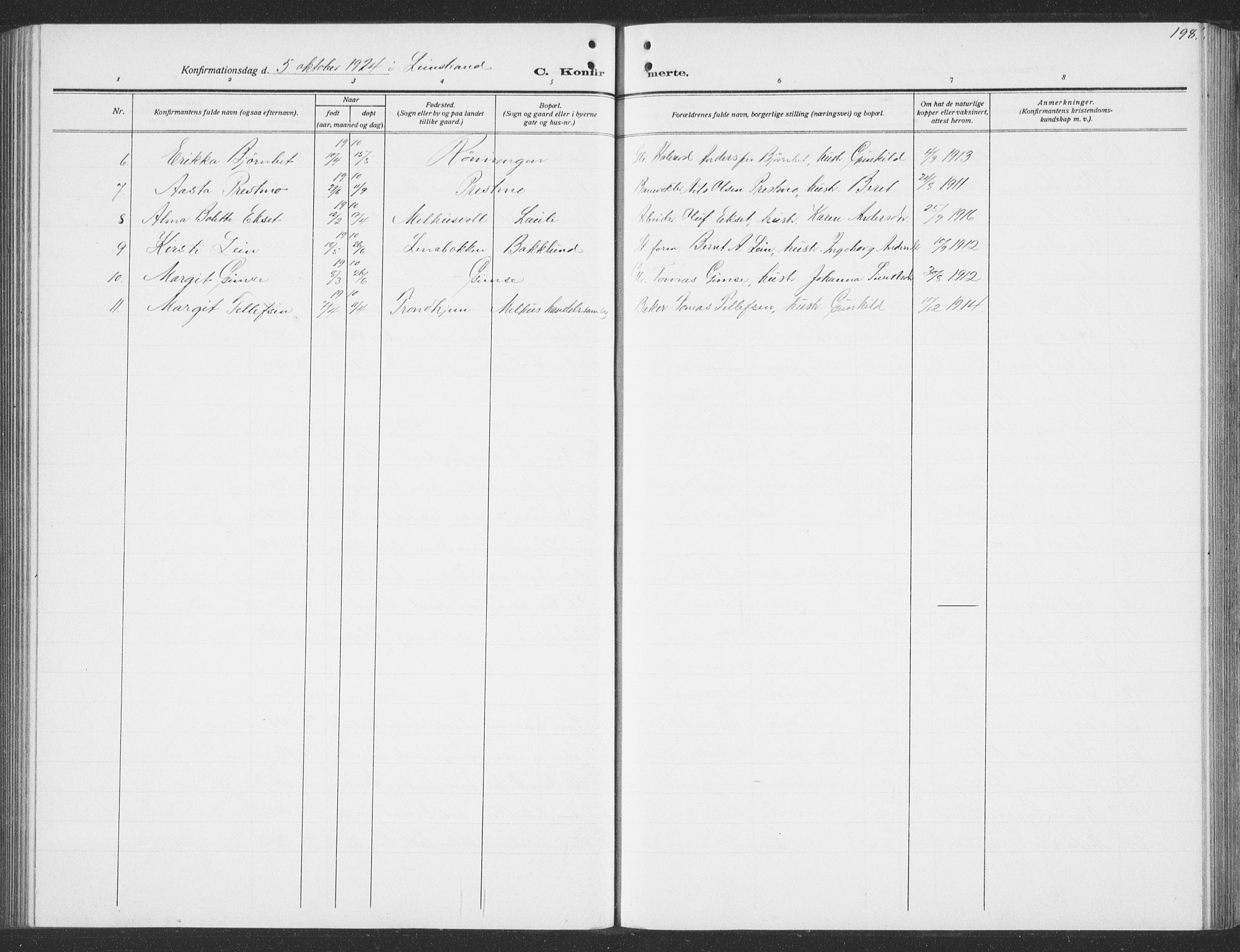 Ministerialprotokoller, klokkerbøker og fødselsregistre - Sør-Trøndelag, AV/SAT-A-1456/691/L1095: Parish register (copy) no. 691C06, 1912-1933, p. 198