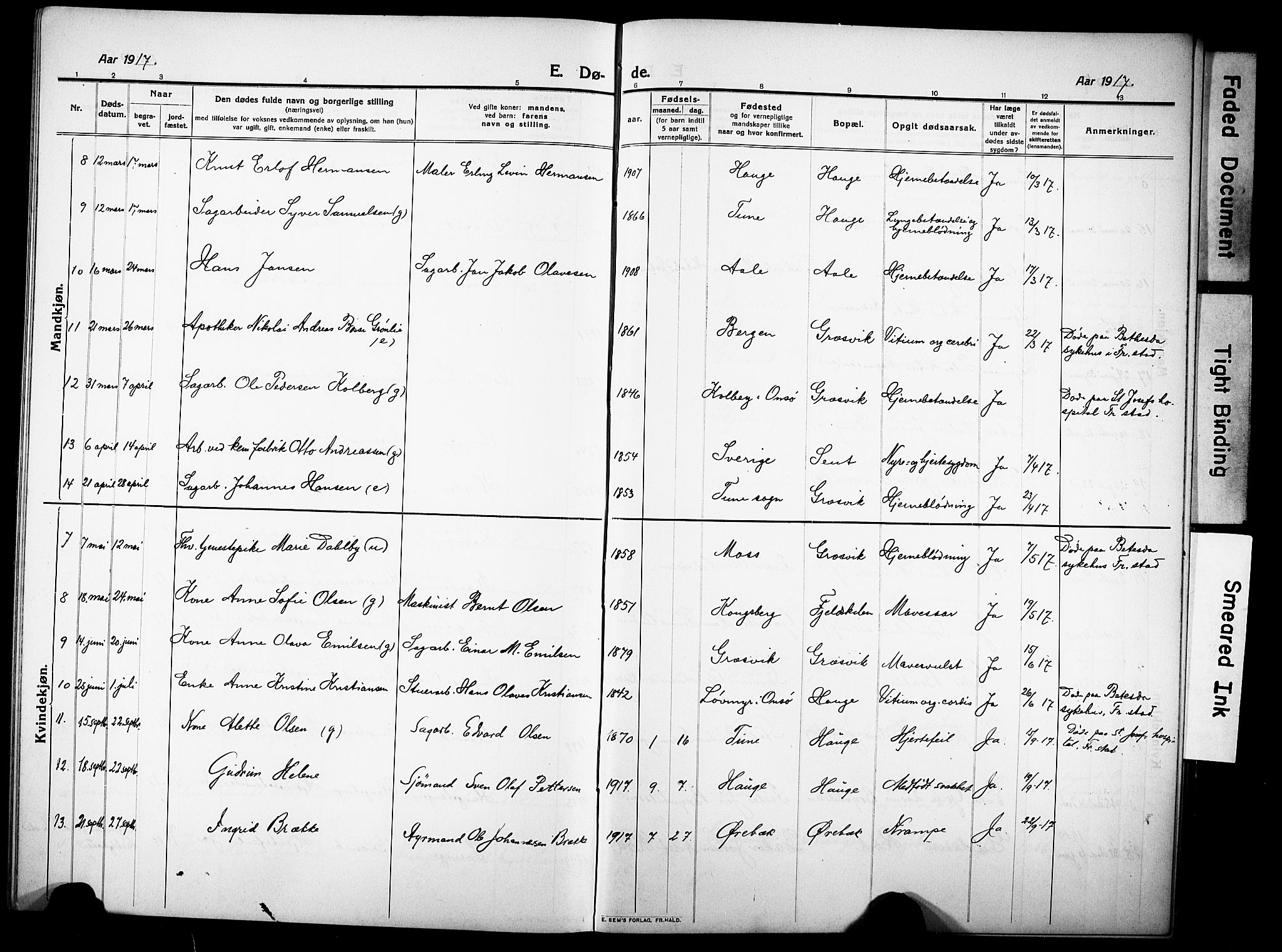 Onsøy prestekontor Kirkebøker, AV/SAO-A-10914/G/Gb/L0002: Parish register (copy) no. II 2, 1911-1933