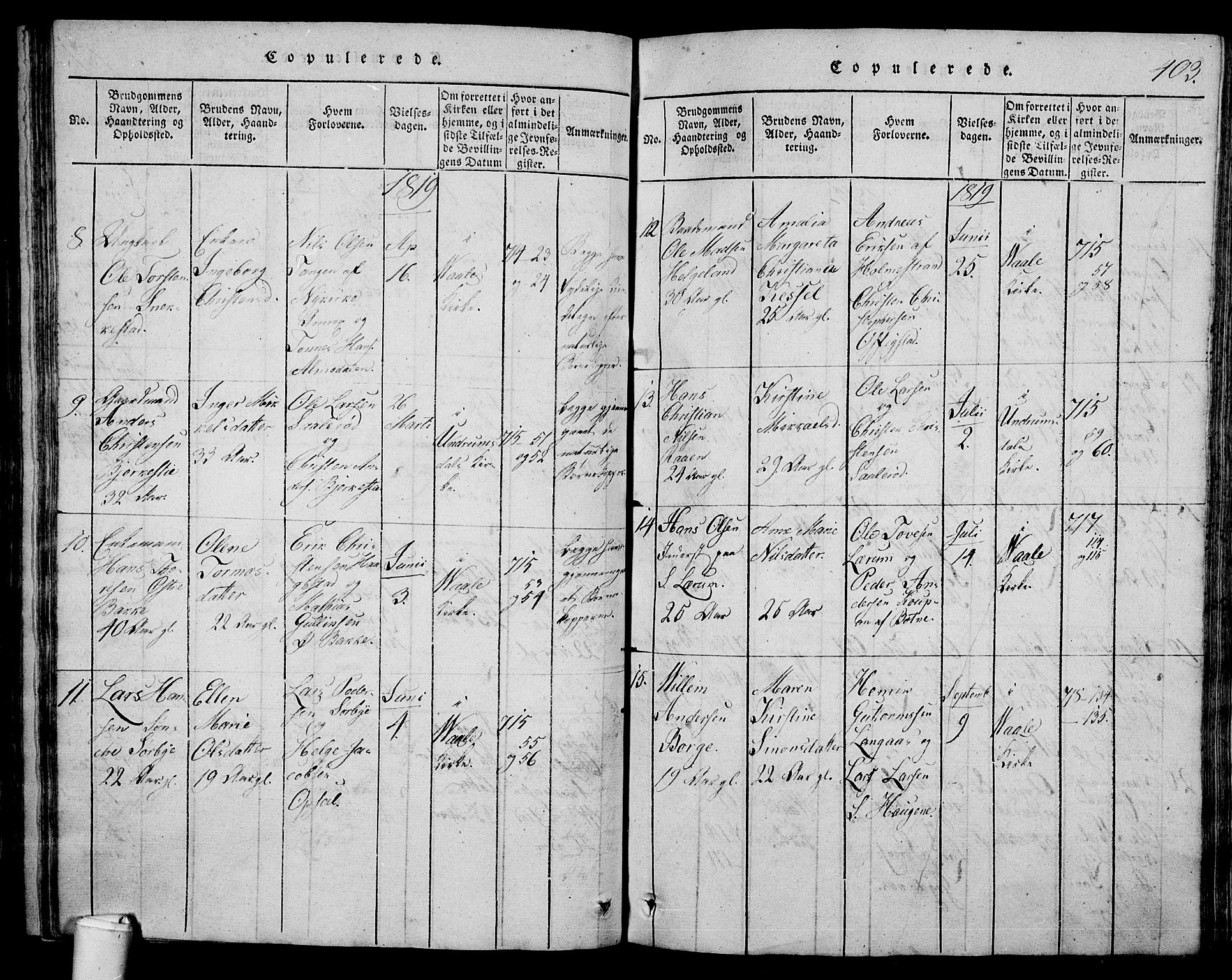 Våle kirkebøker, AV/SAKO-A-334/G/Ga/L0001: Parish register (copy) no. I 1, 1814-1824, p. 402-403