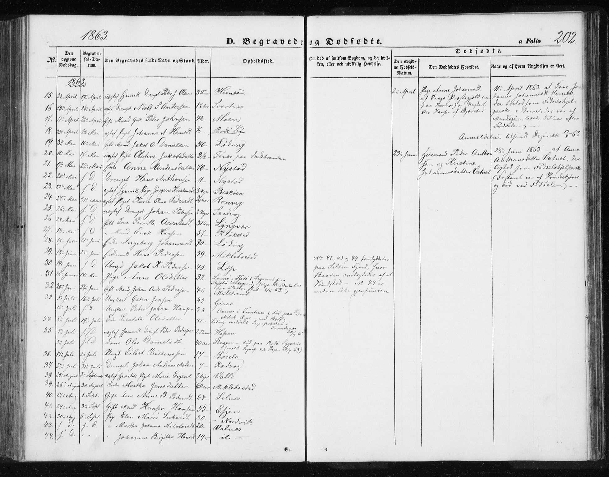 Ministerialprotokoller, klokkerbøker og fødselsregistre - Nordland, AV/SAT-A-1459/801/L0028: Parish register (copy) no. 801C03, 1855-1867, p. 202