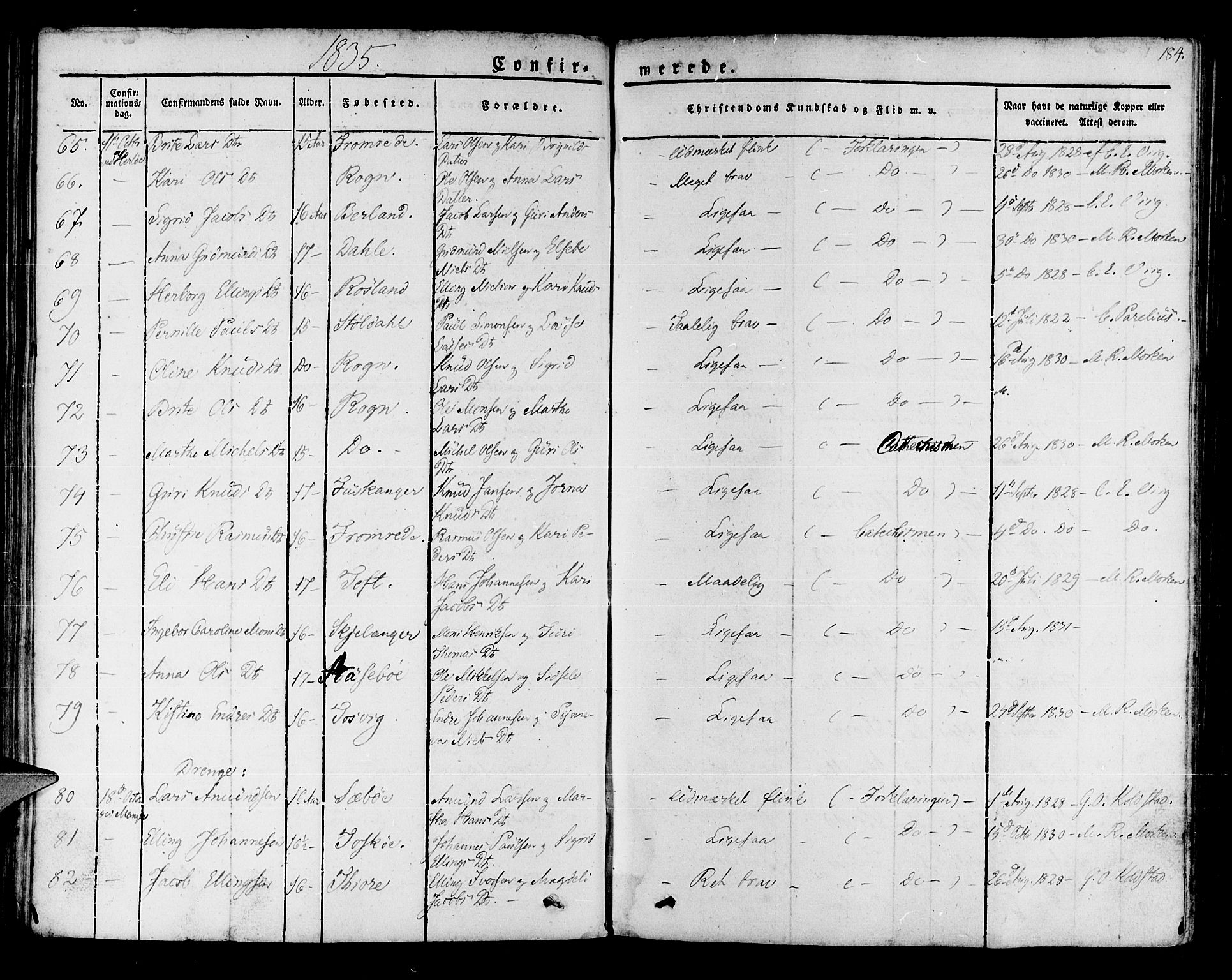 Manger sokneprestembete, SAB/A-76801/H/Haa: Parish register (official) no. A 4, 1824-1838, p. 184