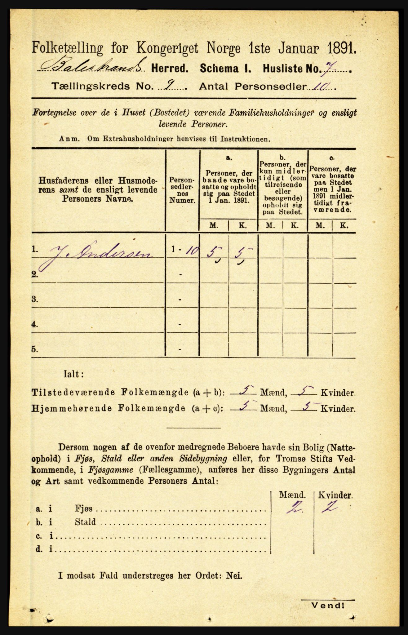 RA, 1891 census for 1418 Balestrand, 1891, p. 2020