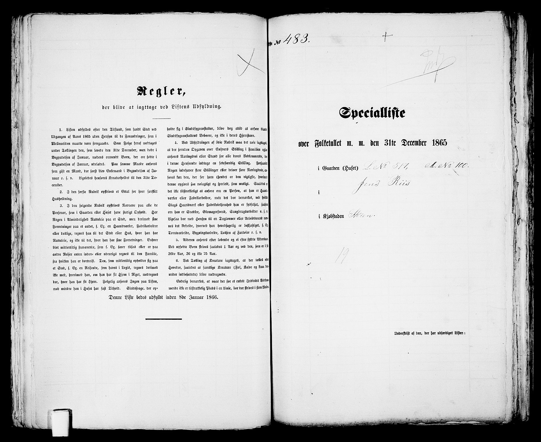 RA, 1865 census for Skien, 1865, p. 991