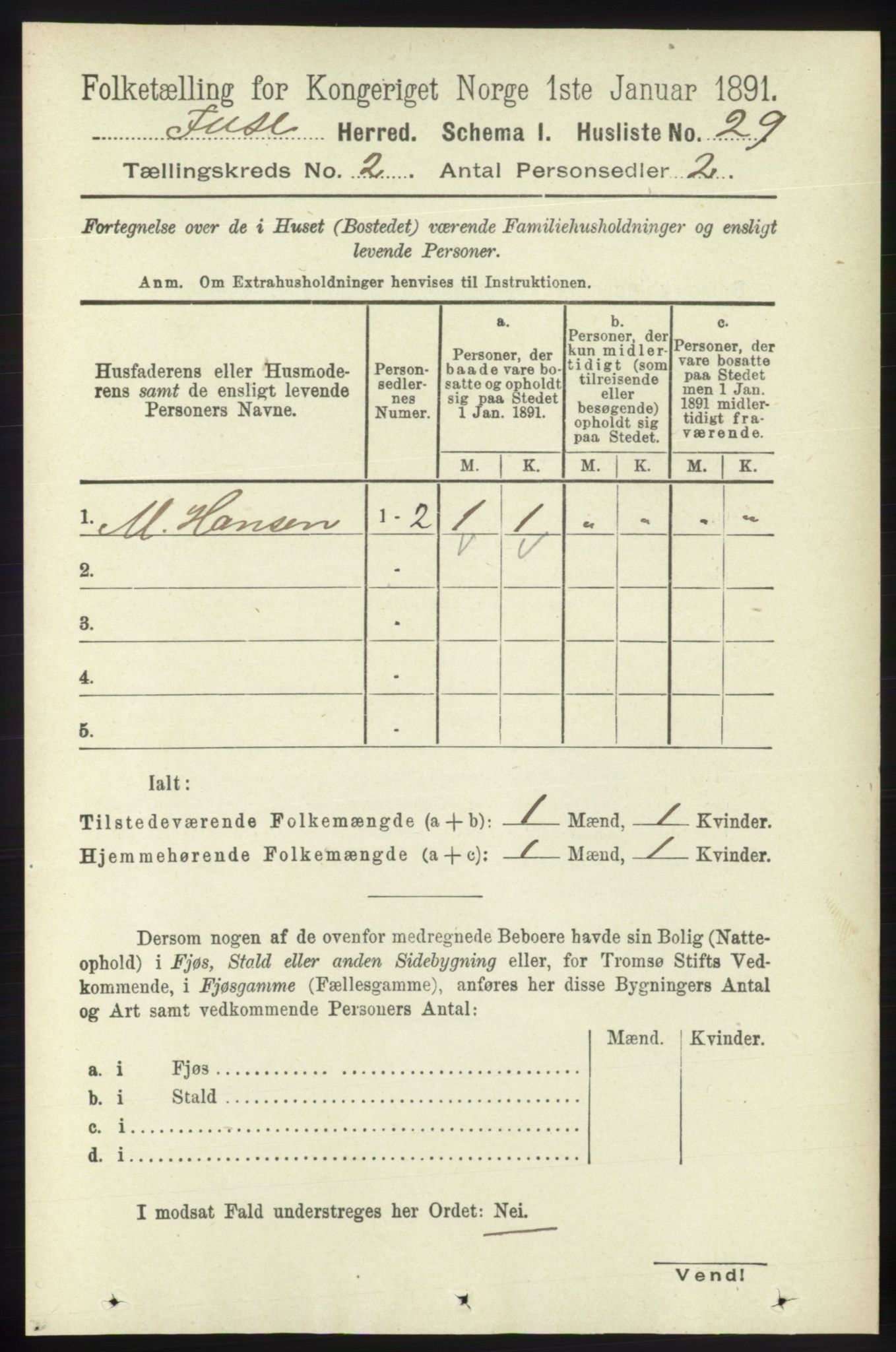 RA, 1891 census for 1241 Fusa, 1891, p. 293