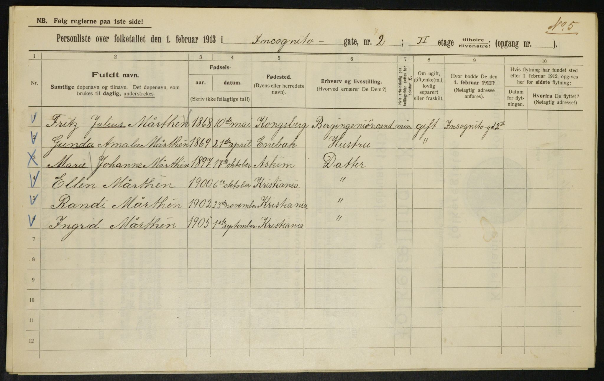 OBA, Municipal Census 1913 for Kristiania, 1913, p. 43802