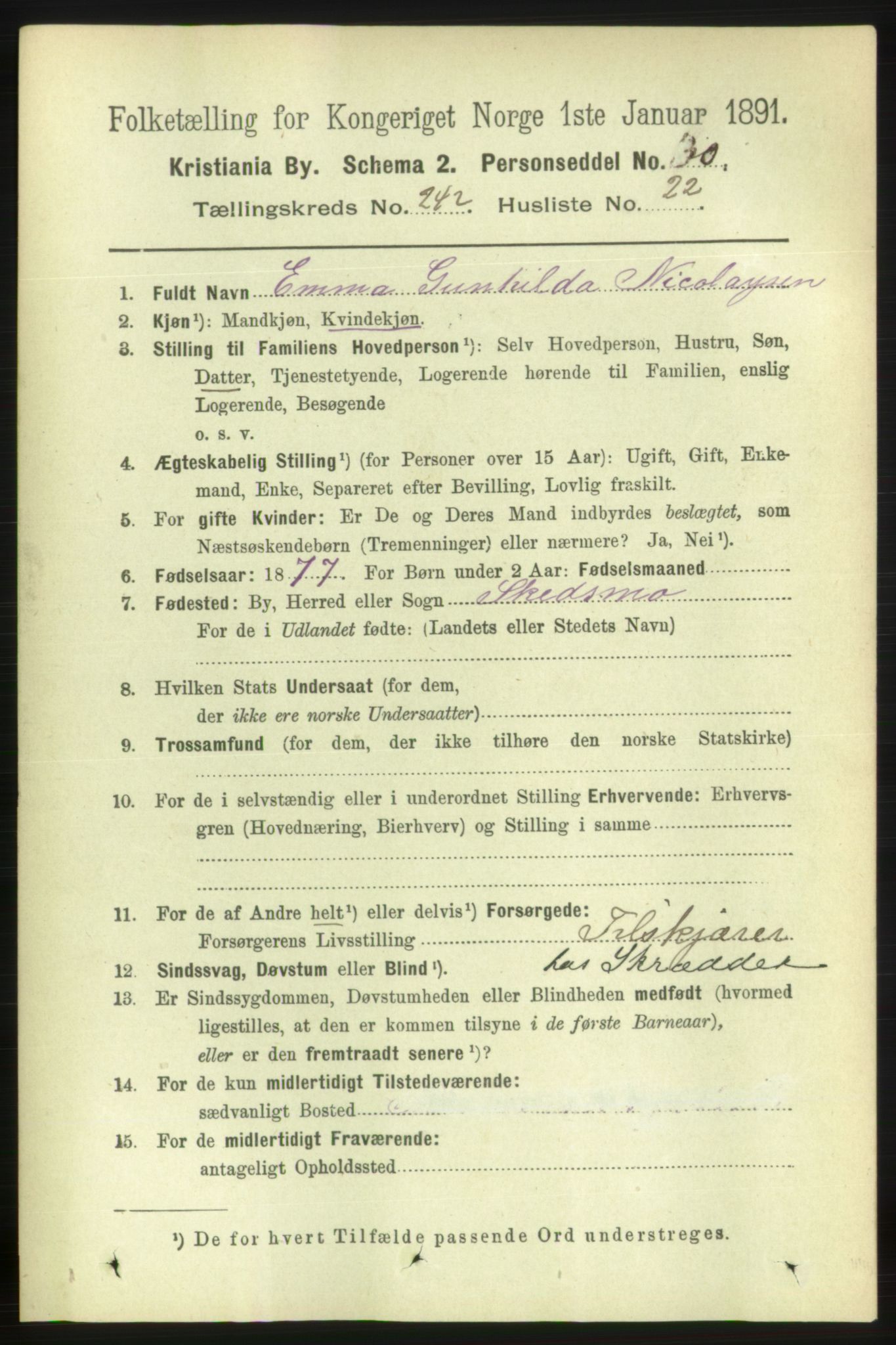 RA, 1891 census for 0301 Kristiania, 1891, p. 147511