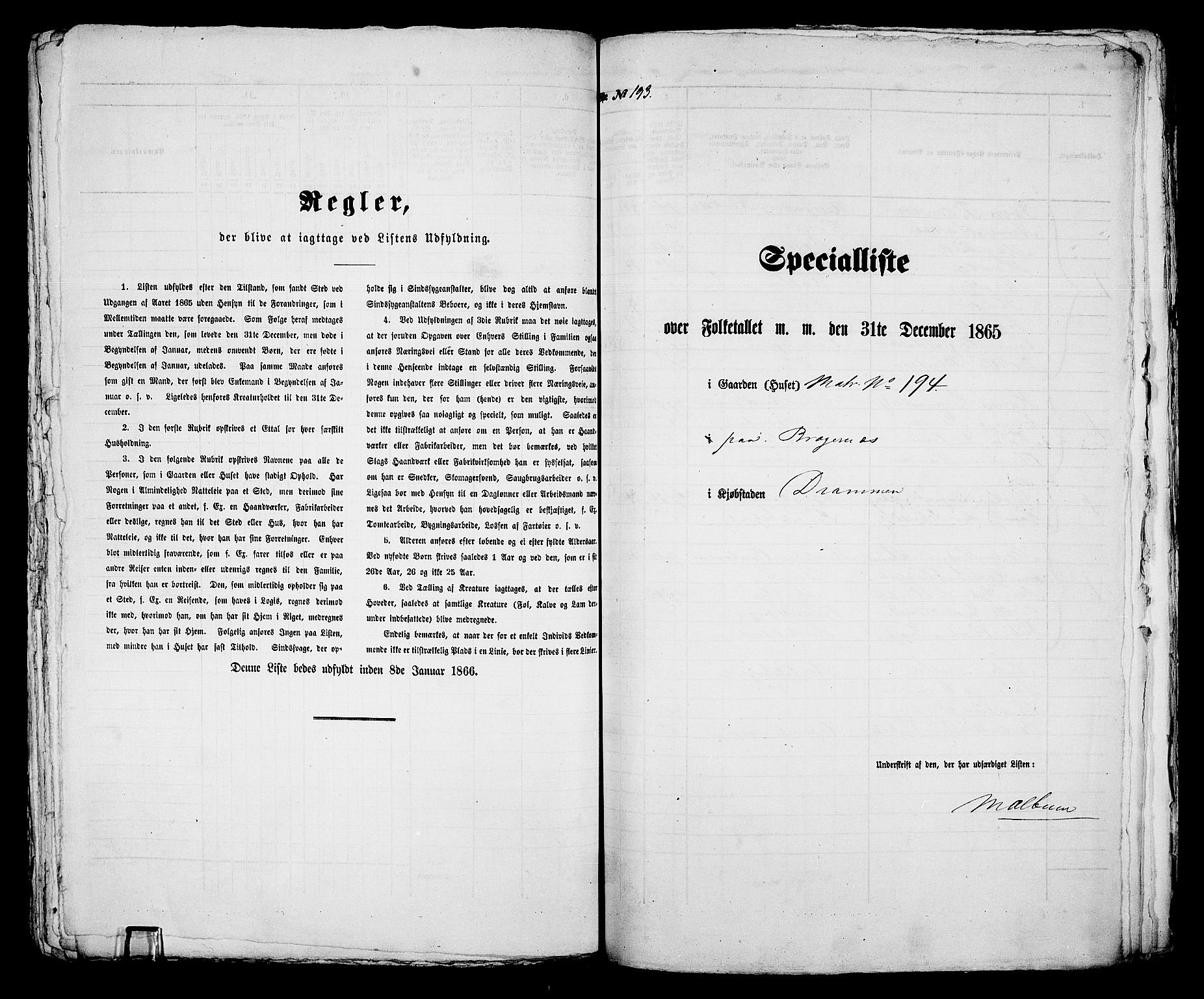 RA, 1865 census for Bragernes in Drammen, 1865, p. 412