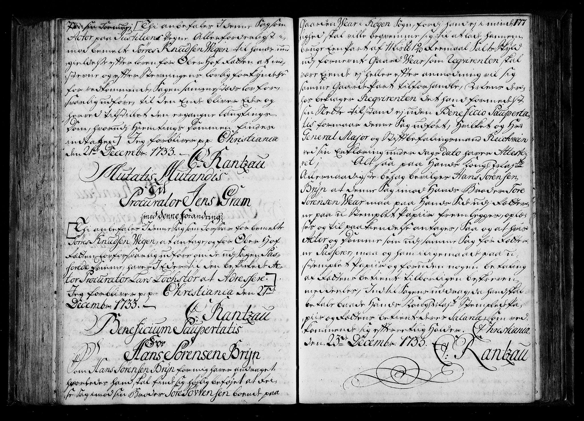 Stattholderembetet 1572-1771, RA/EA-2870/Be/L0011: Kopibok for beneficia paupertatis, 1726-1739, p. 176b-177a