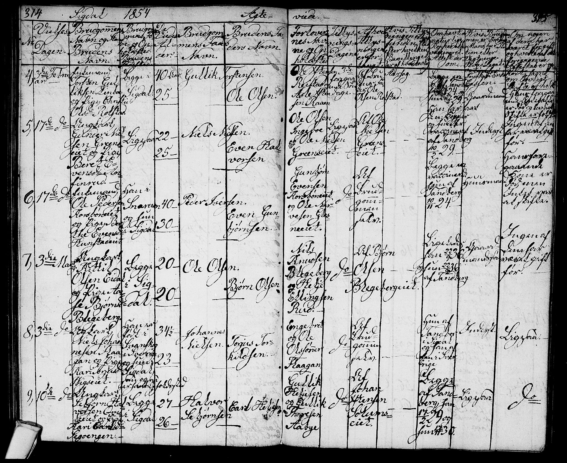 Sigdal kirkebøker, SAKO/A-245/G/Ga/L0002: Parish register (copy) no. I 2, 1835-1856, p. 314-315