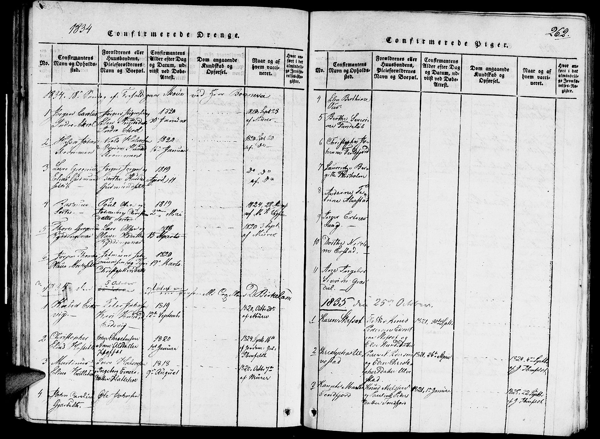 Ministerialprotokoller, klokkerbøker og fødselsregistre - Møre og Romsdal, AV/SAT-A-1454/524/L0351: Parish register (official) no. 524A03, 1816-1838, p. 262