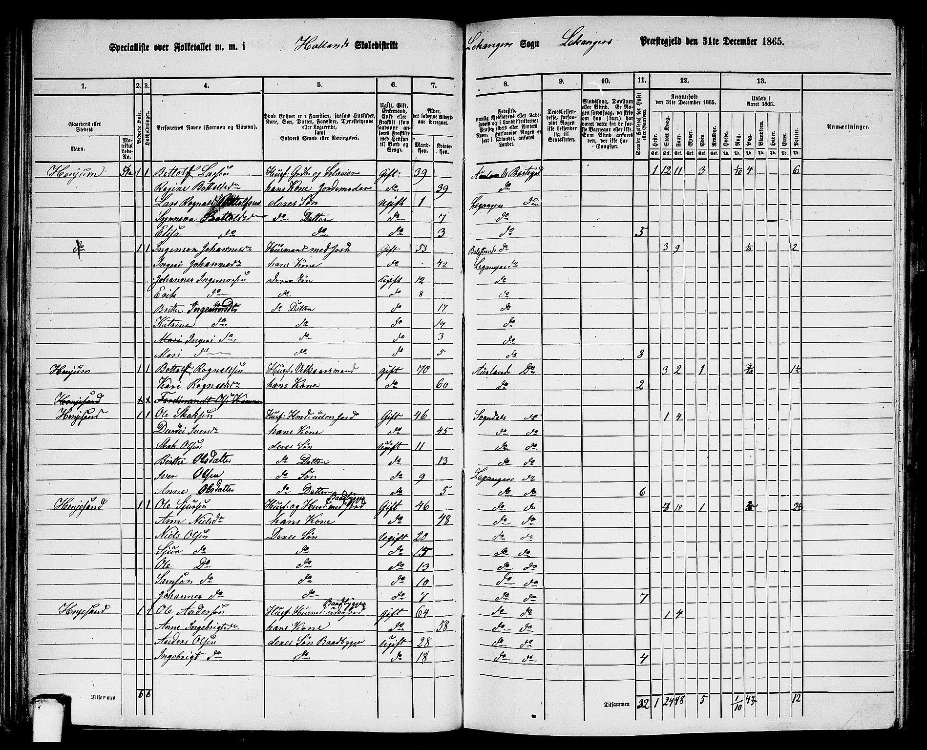 RA, 1865 census for Leikanger, 1865, p. 51