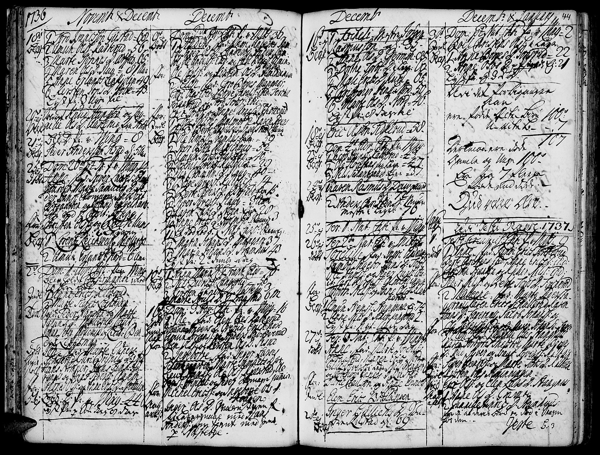 Vinger prestekontor, AV/SAH-PREST-024/H/Ha/Haa/L0002: Parish register (official) no. 2, 1730-1751, p. 44