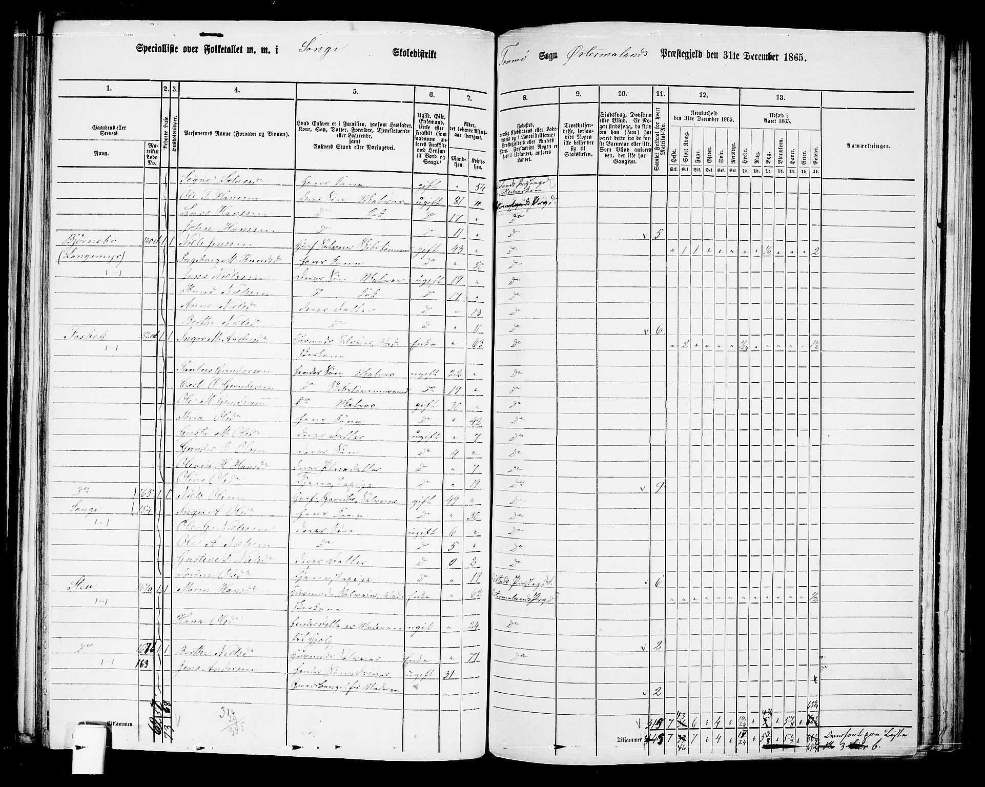 RA, 1865 census for Austre Moland, 1865, p. 162