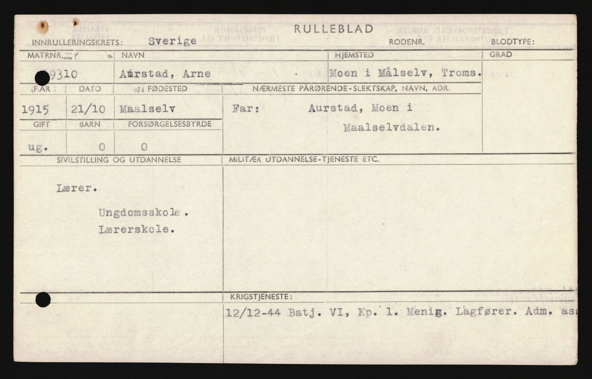 Forsvaret, Troms infanteriregiment nr. 16, AV/RA-RAFA-3146/P/Pa/L0020: Rulleblad for regimentets menige mannskaper, årsklasse 1936, 1936, p. 91