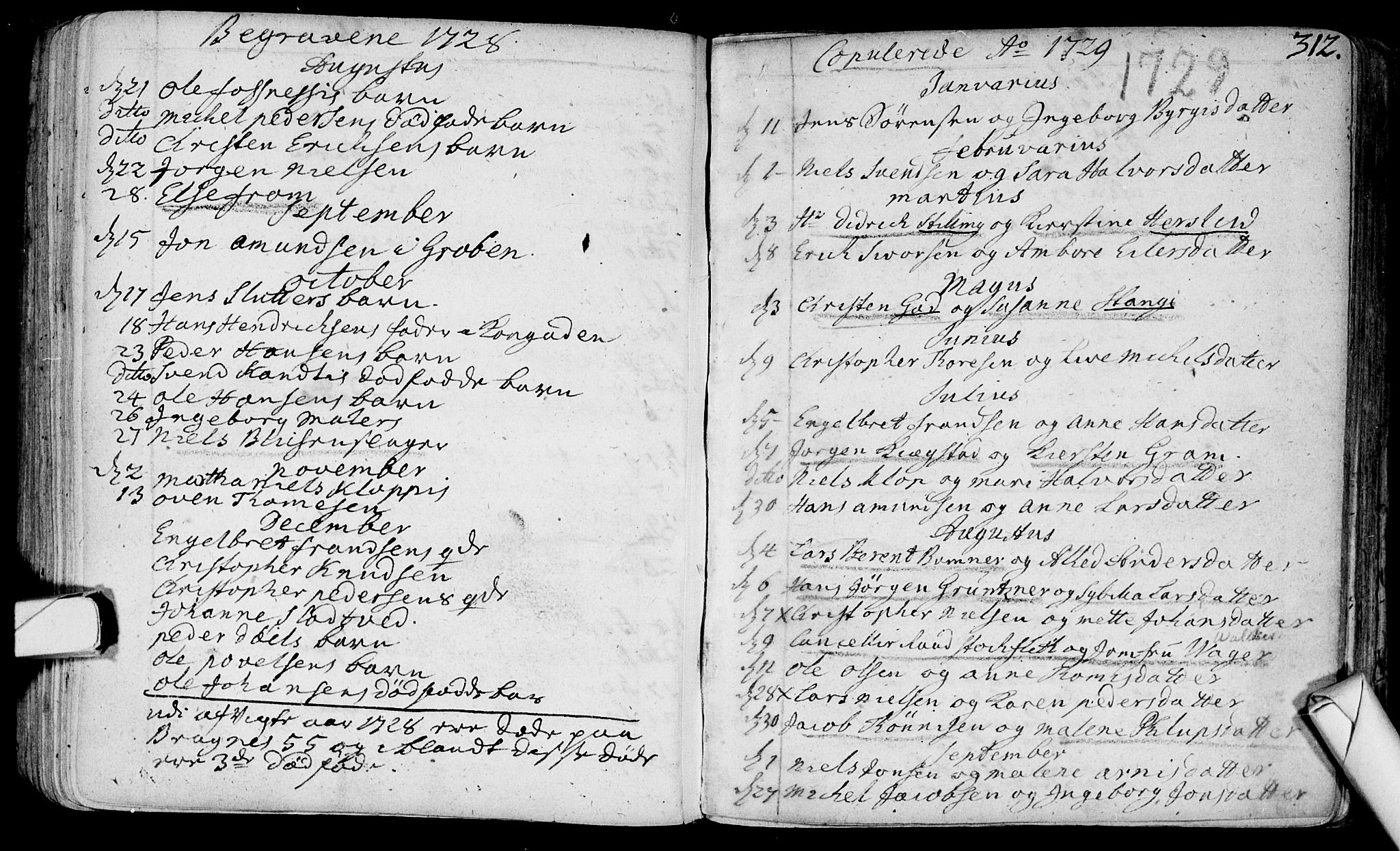 Bragernes kirkebøker, SAKO/A-6/F/Fa/L0003: Parish register (official) no. I 3, 1706-1734, p. 312
