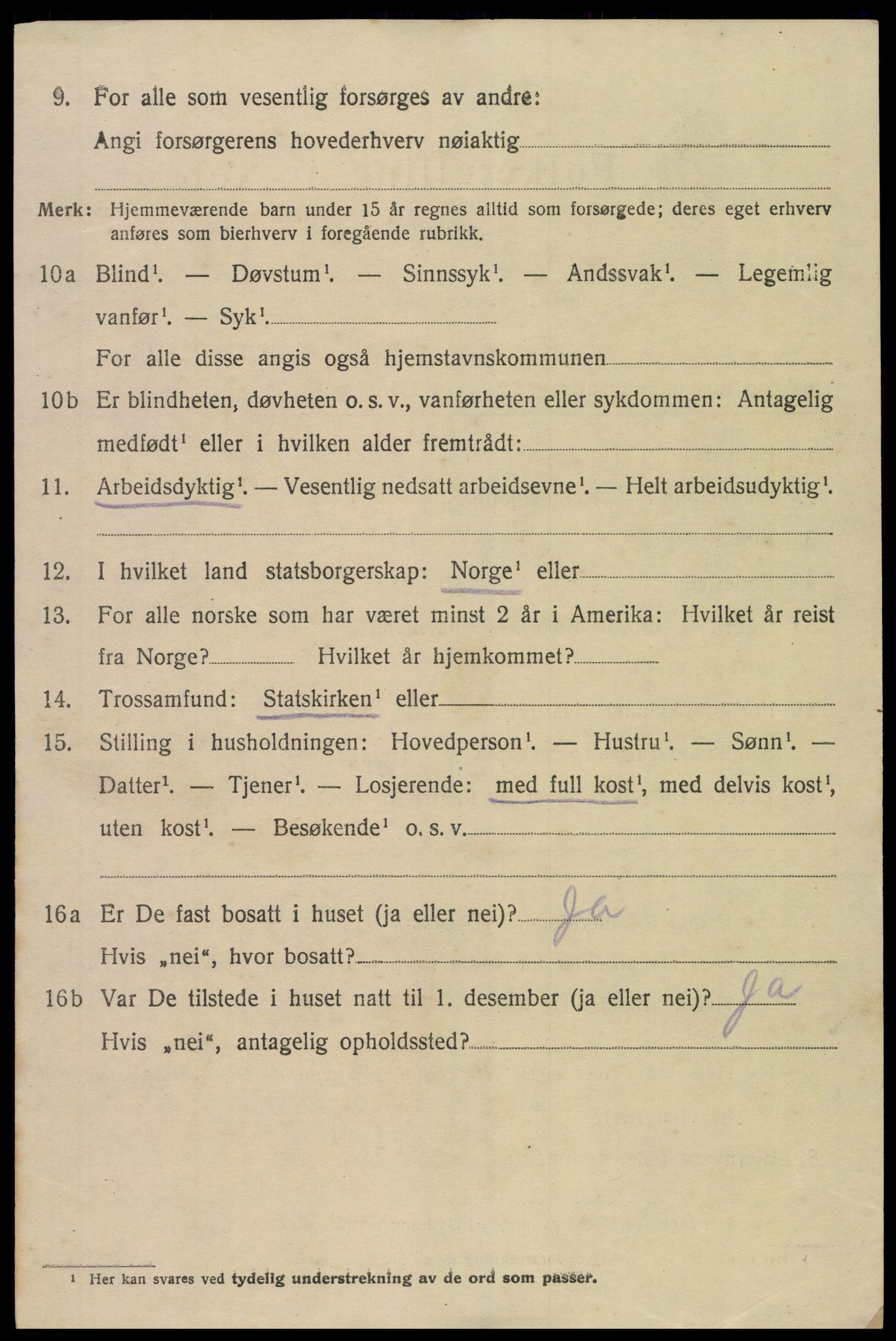 SAK, 1920 census for Fjære, 1920, p. 3260