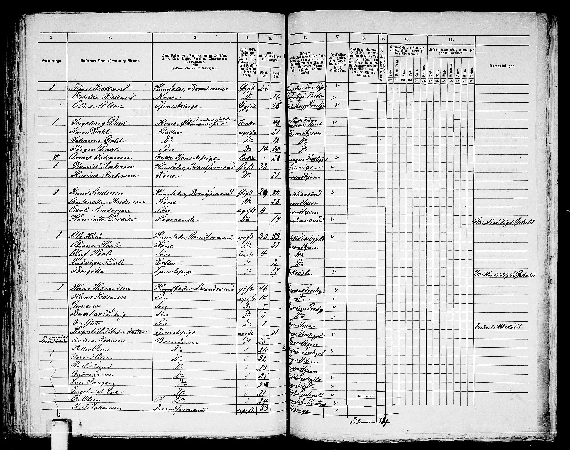 RA, 1865 census for Trondheim, 1865, p. 866